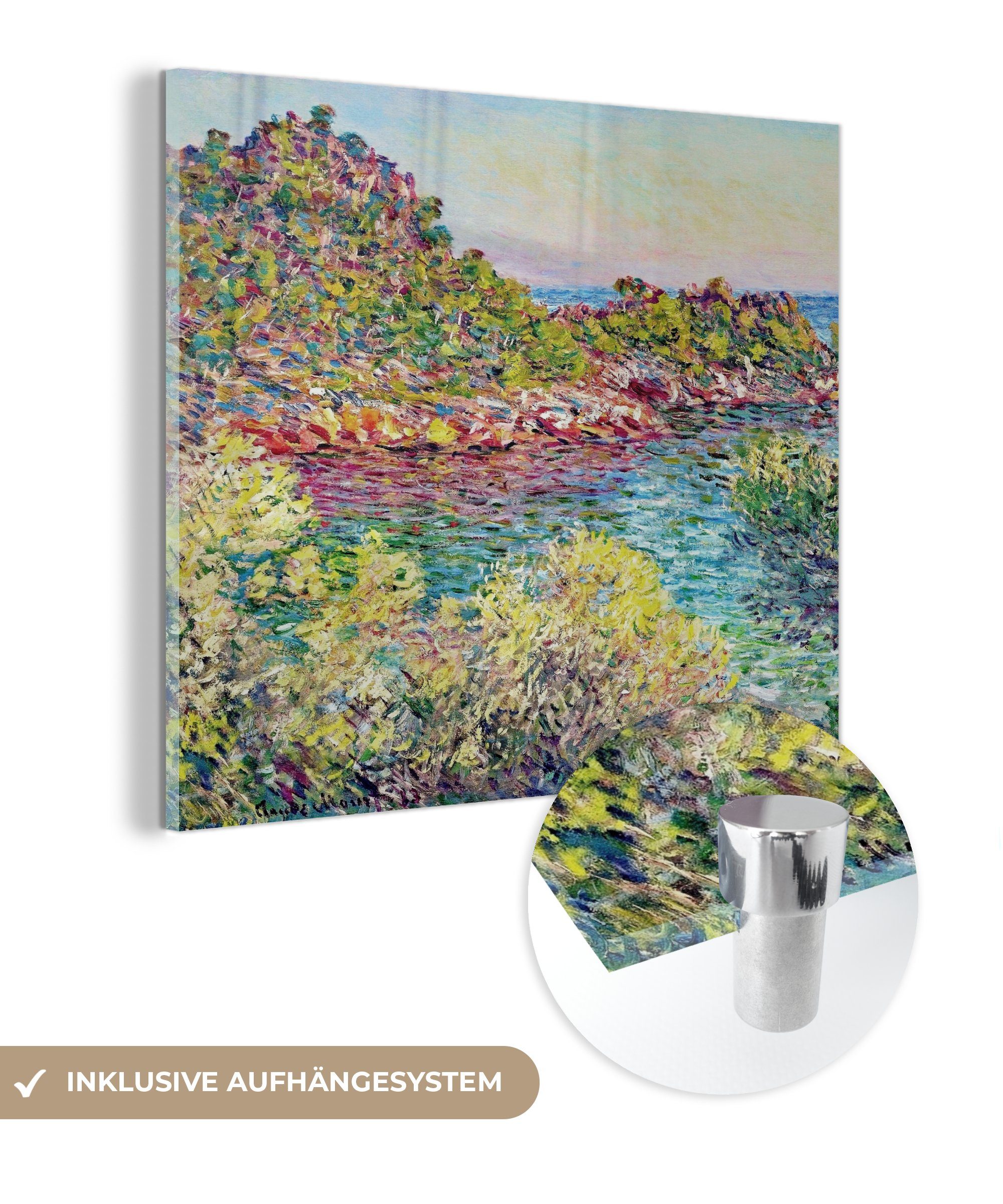 MuchoWow Acrylglasbild Landschaft bei Montecarlo - Claude Monet, (1 St), Glasbilder - Bilder auf Glas Wandbild - Foto auf Glas - Wanddekoration