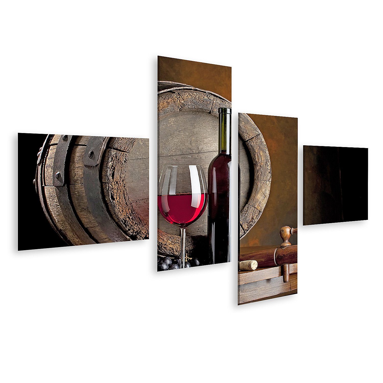 Leinwandbild Bild auf Leinwand Wein Komposition mit Weinfass auf Hintergrund Wandbi