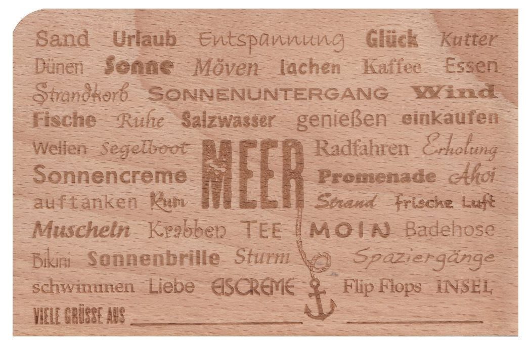 holzpost GmbH Postkarte Holzpostkarte "Sand . Urlaub . Entspannung ... Meer"