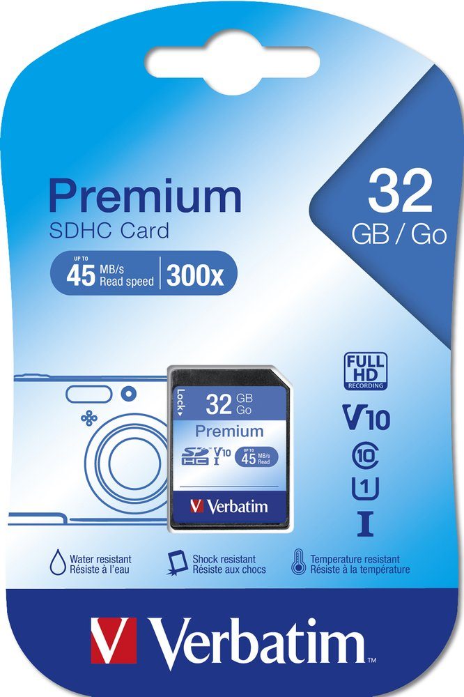 Verbatim Verbatim SDHC Karte 32GB Speicherkarte Premium UHS-I Class 10 Speicherkarte