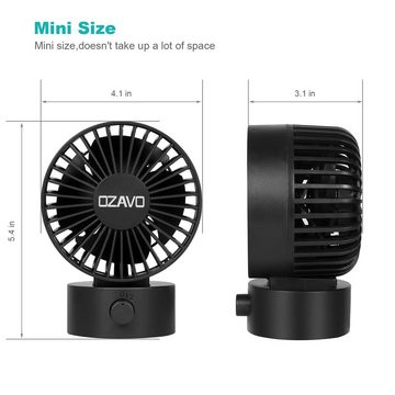 OZAVO Tischventilator EH002, USB Tragbarer Mini Ventilator Bodenventilator Kühl Windmaschine