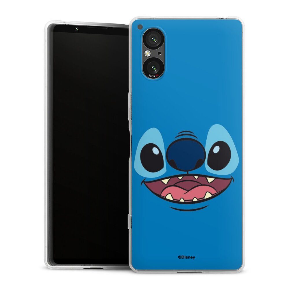 DeinDesign Handyhülle Lilo & Stitch Disney Offizielles Lizenzprodukt Stitch Closeup, Sony Xperia 5 V Silikon Hülle Bumper Case Handy Schutzhülle