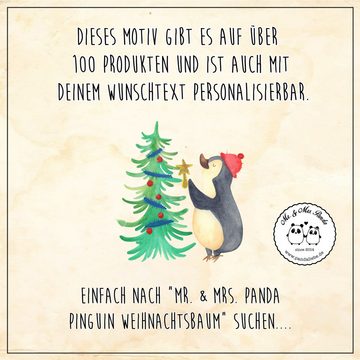 Mr. & Mrs. Panda Metallschild DIN A6 Pinguin Weihnachtsbaum - Weiß - Geschenk, Metallschild, Blechs, (1 St)