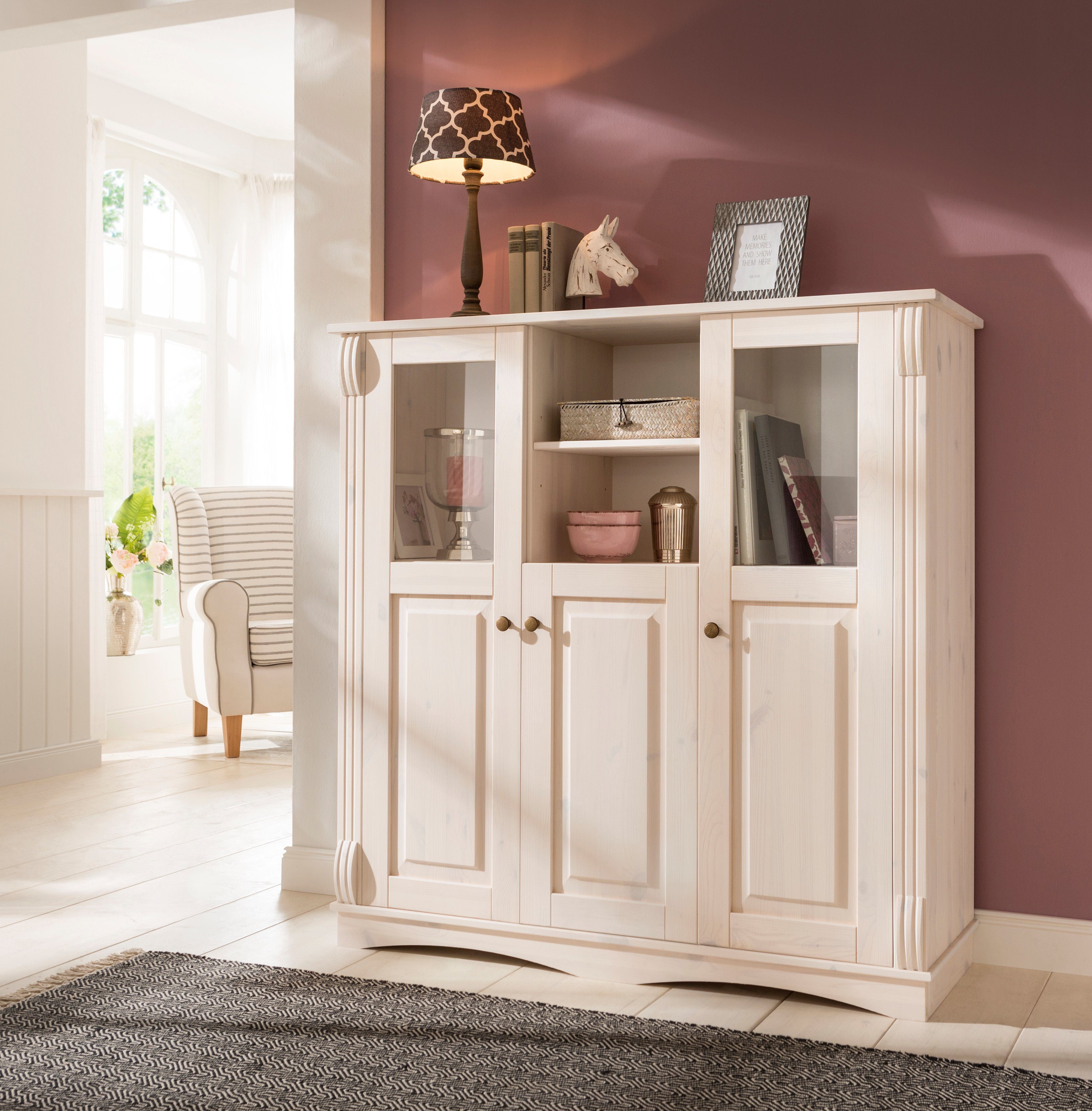 Home affaire Highboard Teresa (Maße (B/T/H): 119/40/120 cm), Vitrine, Türen günstig online kaufen