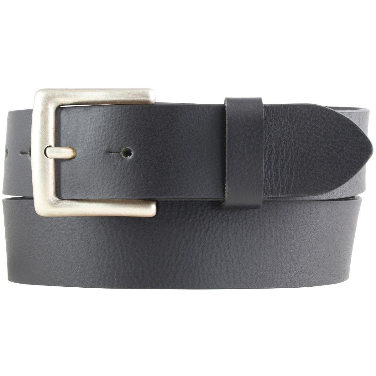 Ledergürtel Jeansgürtel aus Vollbüffelleder mit altsilberner Gürtelschließe 4 cm -