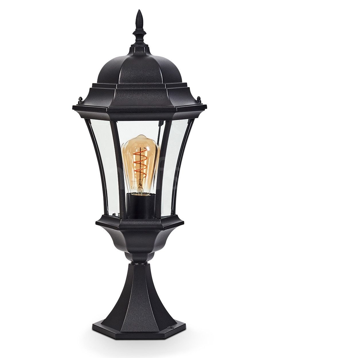hofstein Pollerleuchte Sockelleuchte aus Metall/Glas in Schwarz/Klar, ohne günstig online kaufen