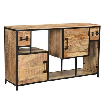 baario Sideboard Sideboard INDUSTRIAL 150cm, offen massiv Mangoholz & Eisen Design Anrichte