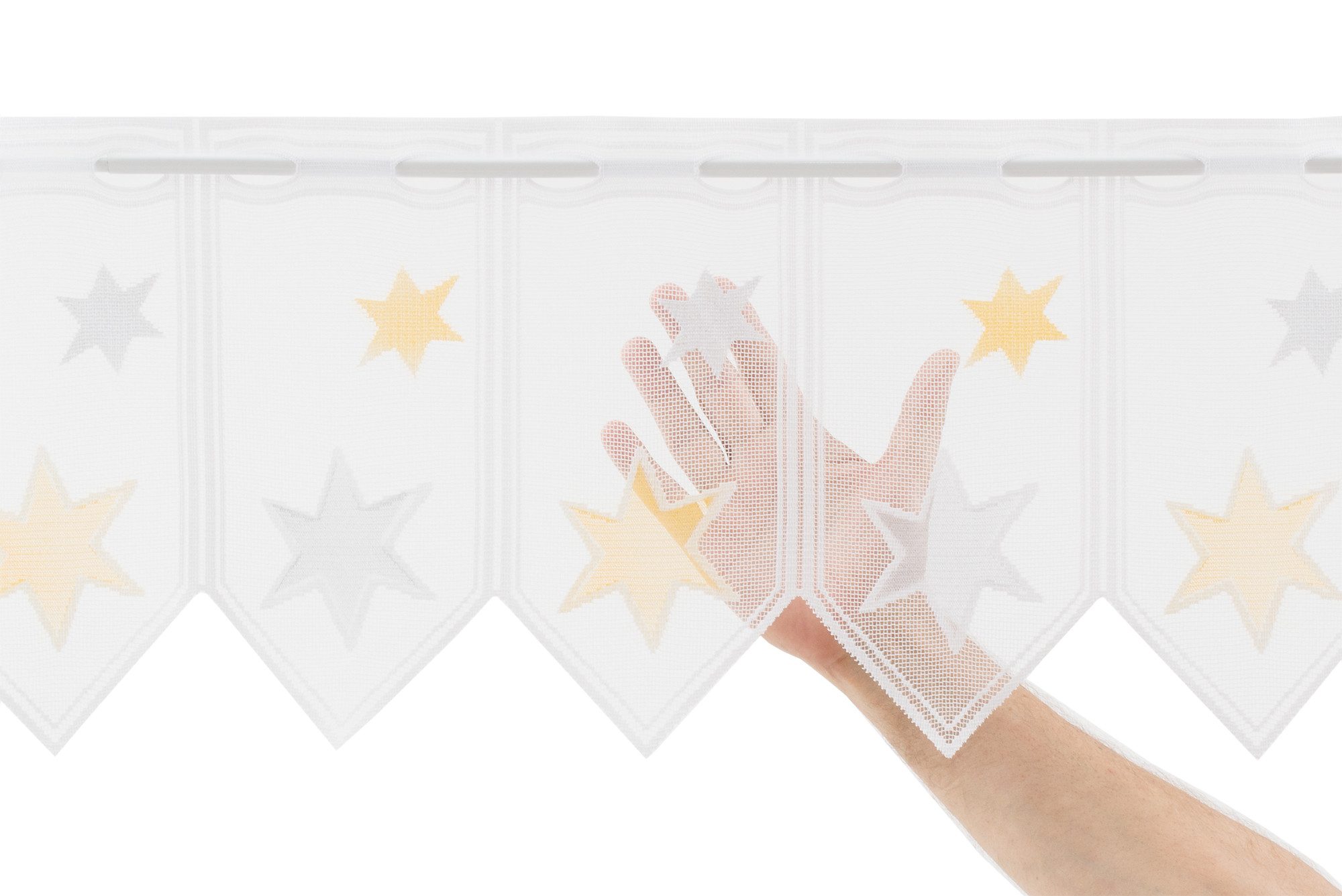 Gardinen Kranzusch Scheibengardine Sterne, Stangendurchzug, transparent, günstig online kaufen