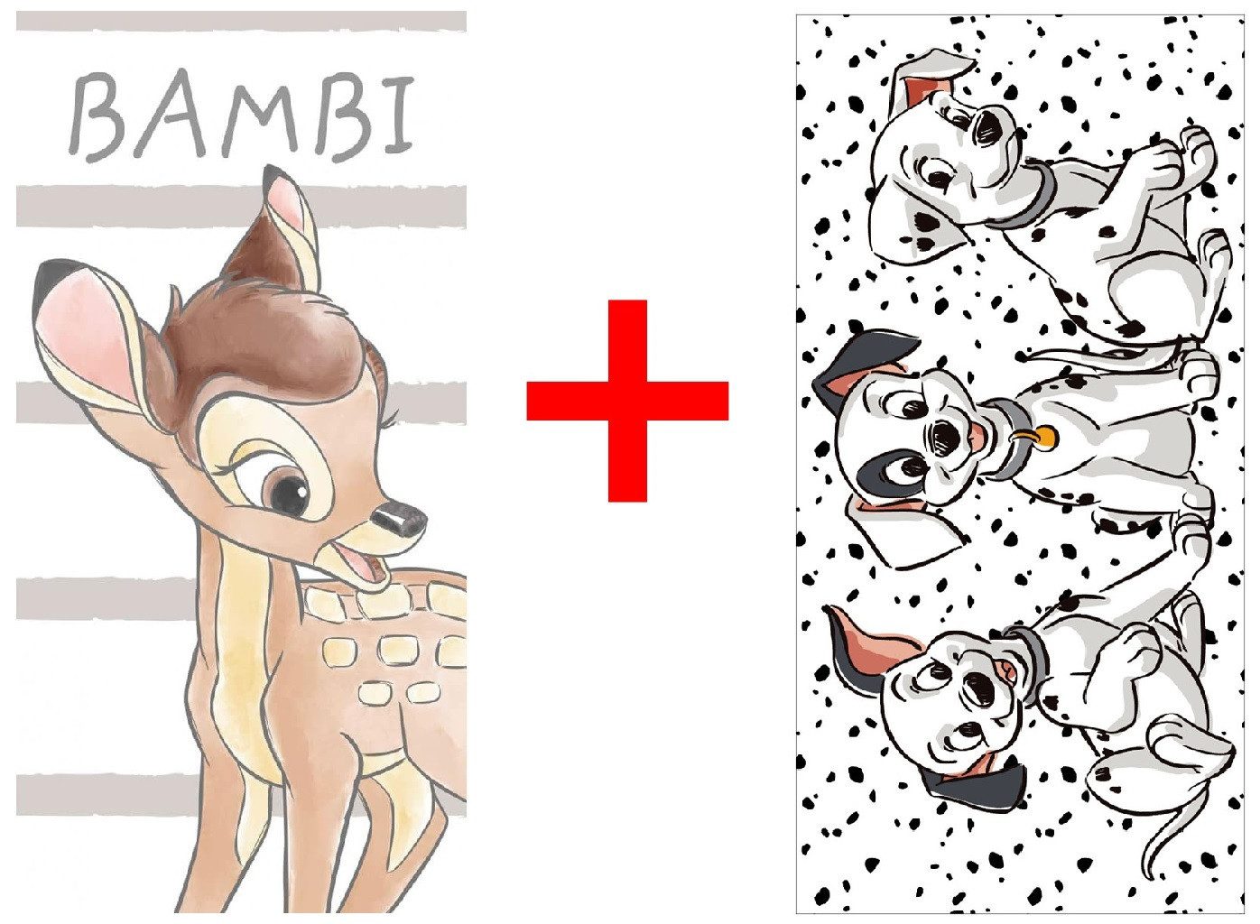 Disney Strandtücher Disney Bambi + 101 Dalmatiner 2er-Set Cartoon Hunde 70x140cm, Frottee (1-St)