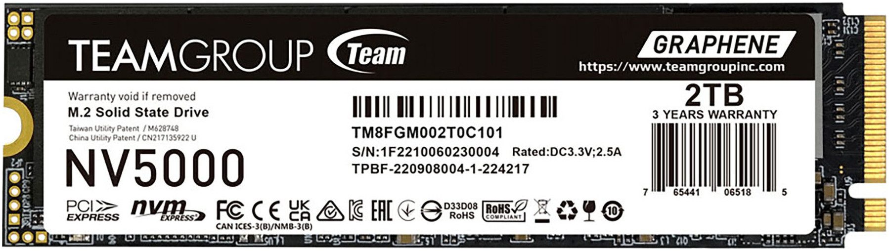 Teamgroup NV5000 interne SSD (2 TB) 5000 MB/S Lesegeschwindigkeit, 3000 MB/S Schreibgeschwindigkeit