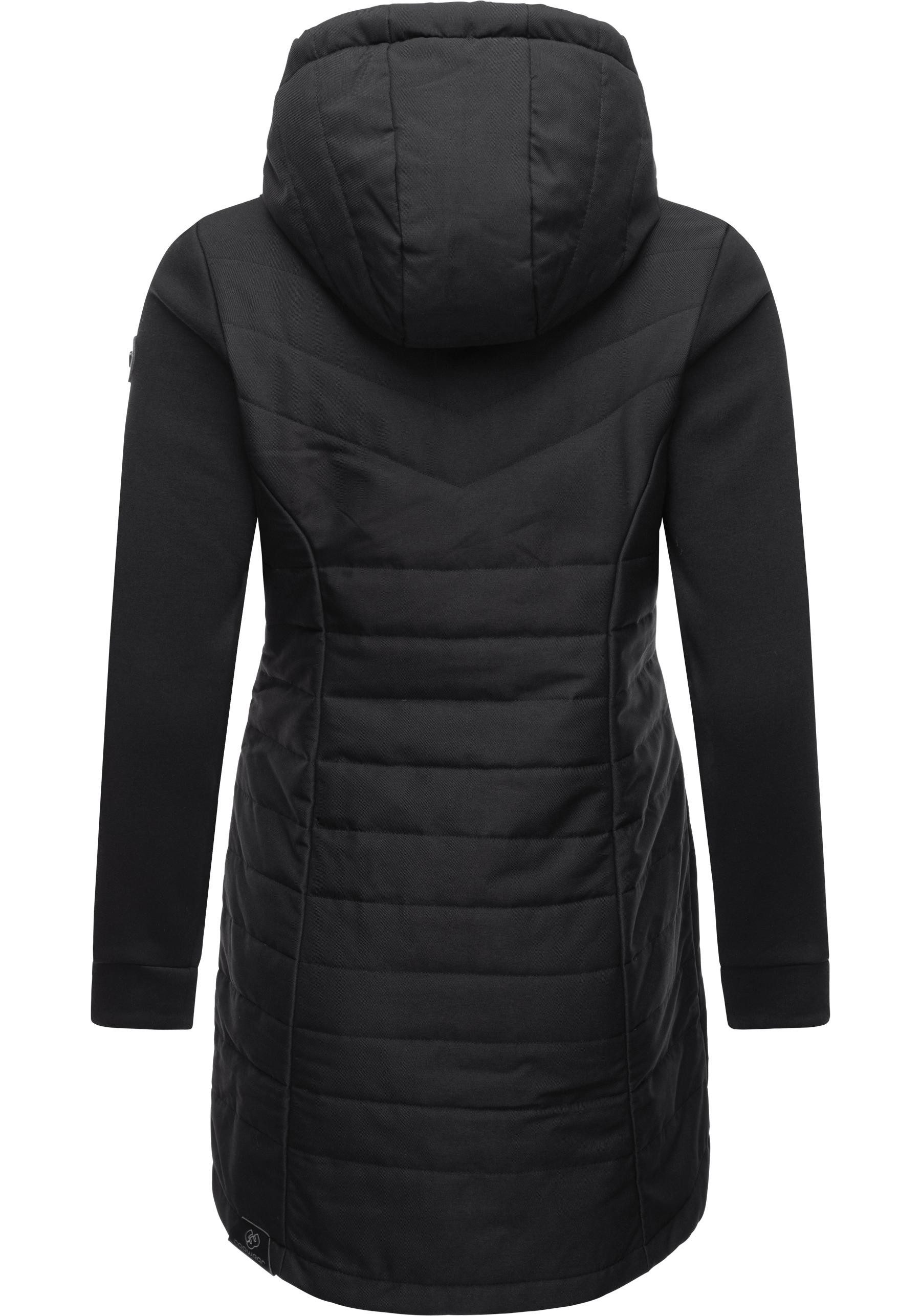 Ragwear Steppmantel Lucinda Long Mantel aus modernem Materialmix mit Kapuze