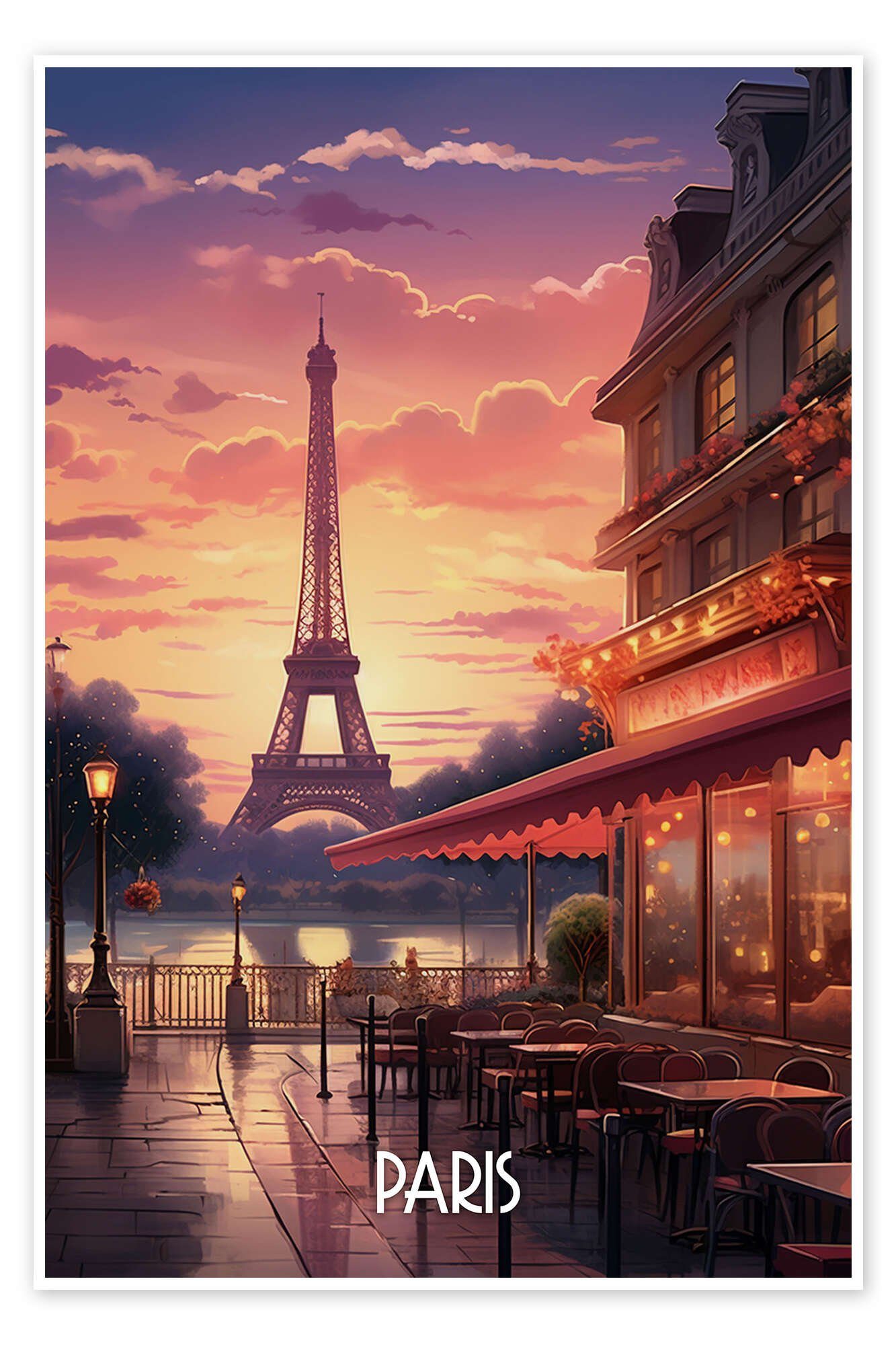 Posterlounge Wandbild Reiseplakat Paris, Durro Art, erhältlich als Poster, Leinwandbild, Wandsticker oder Acrylglasbild