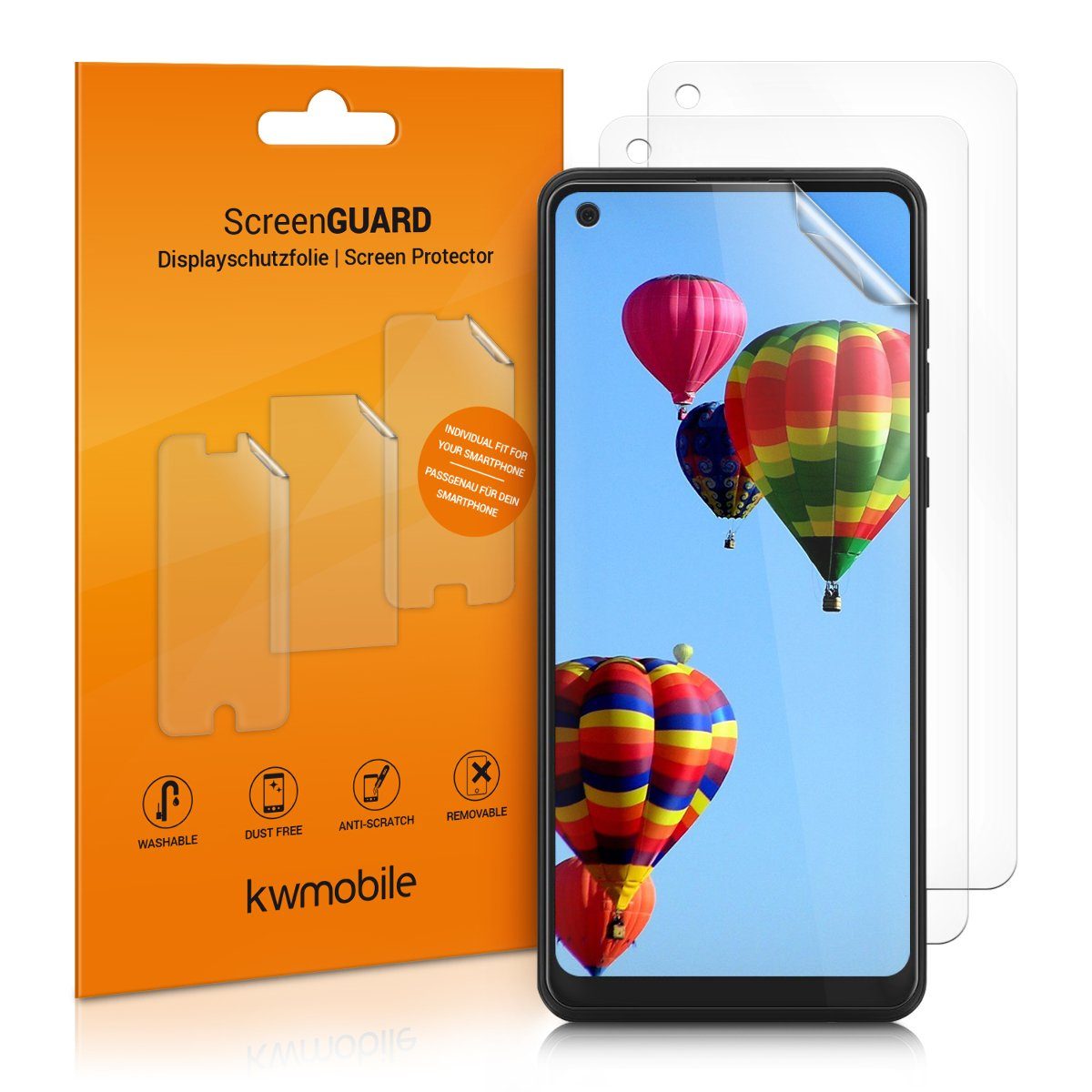 kwmobile Displayschutzfolie für Samsung Galaxy A21s, 3 Stück, klare Displayschutzfolie Displayschutz transparent Schutzfolie