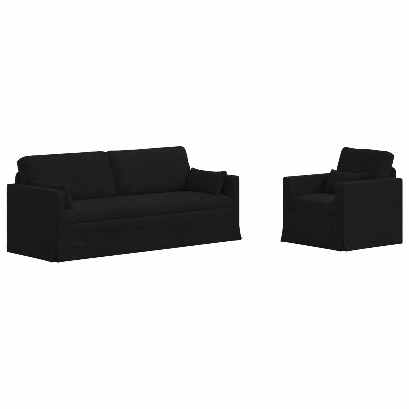 vidaXL Sofa Sofa Set 2 pcs Schwarz 198 x 78 x 80 cm Stoff, 2 Teile