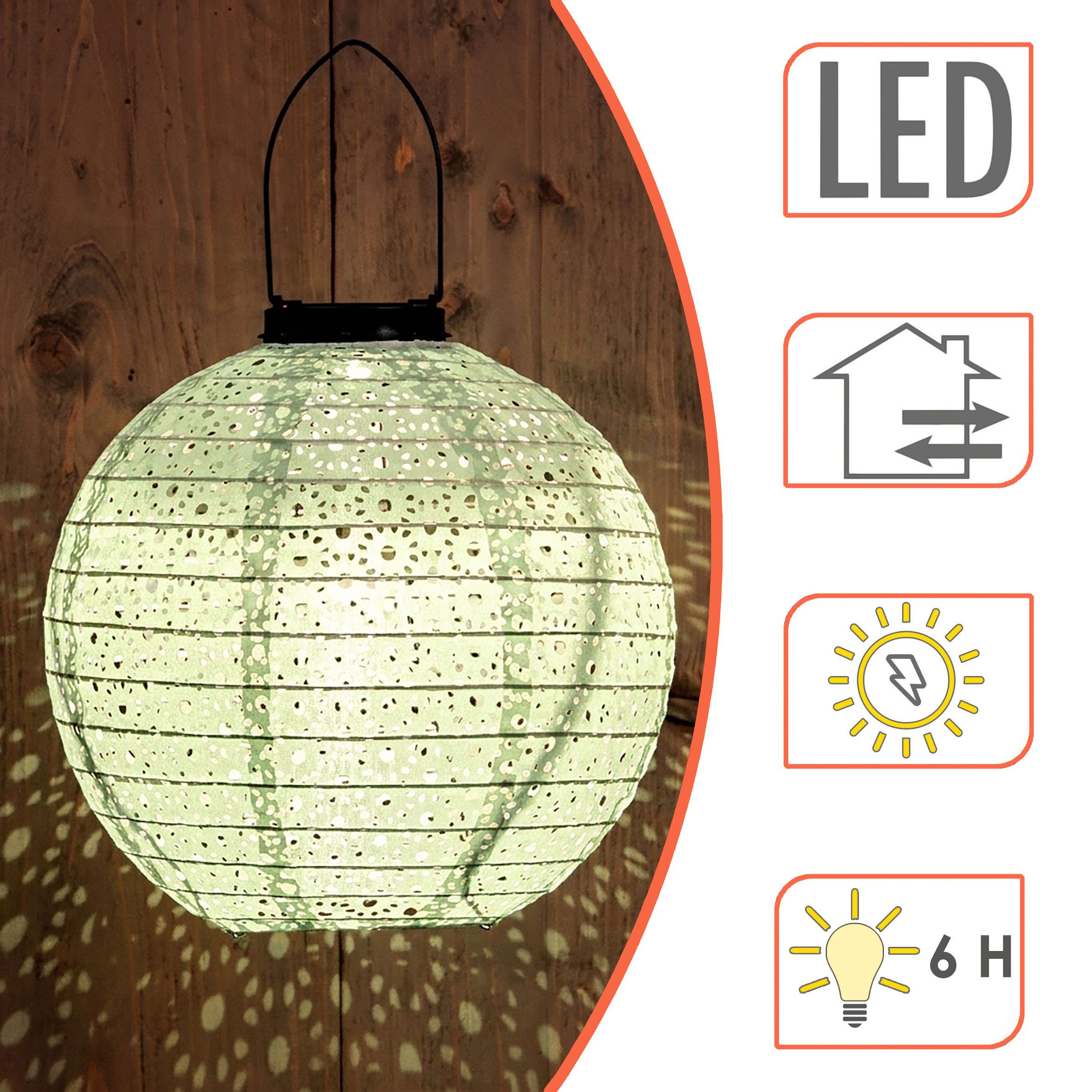 Spetebo LED Lampion Solar Textil Laterne Garten Deko Beleuchtung, Einschaltautomatik, LED fest integriert, warm weiß, Solar betrieben