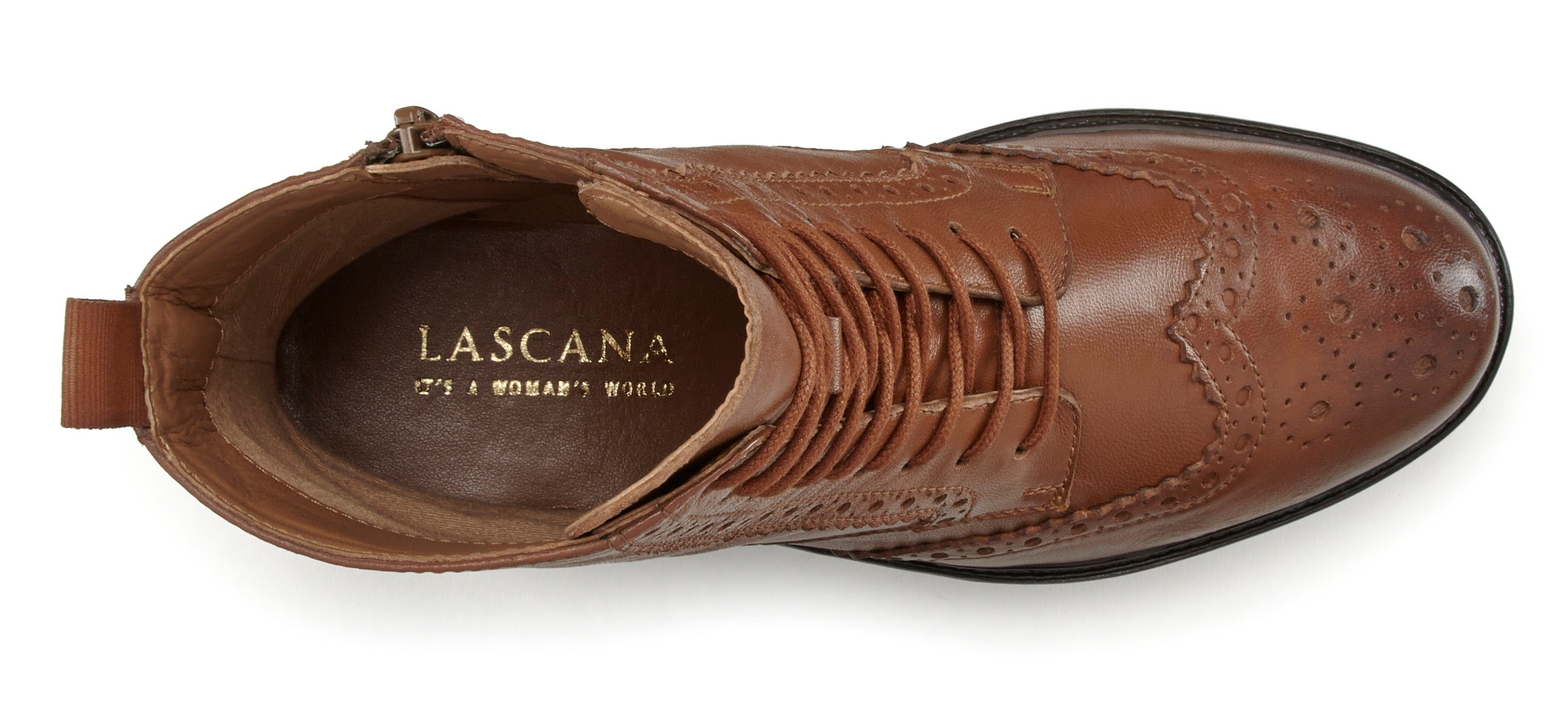 LASCANA Schnürboots Schnürstiefelette, Ankle Boots, Leder, Schnüren & Reißverschluss