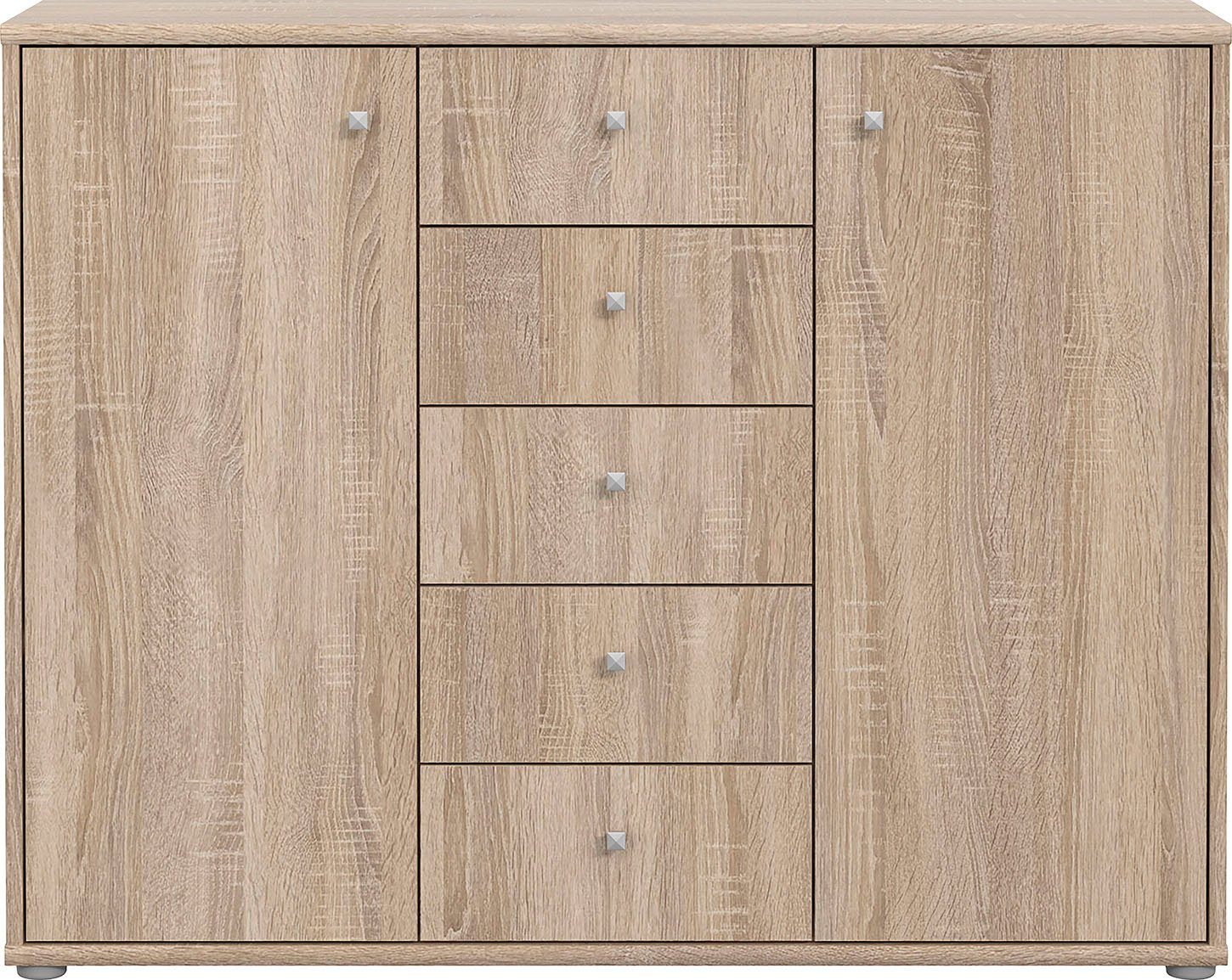 FORTE Kommode Tempra, Kommode, 2 Türen, 5 Schubkästen, viel Stauraum, Breite 108,8 cm