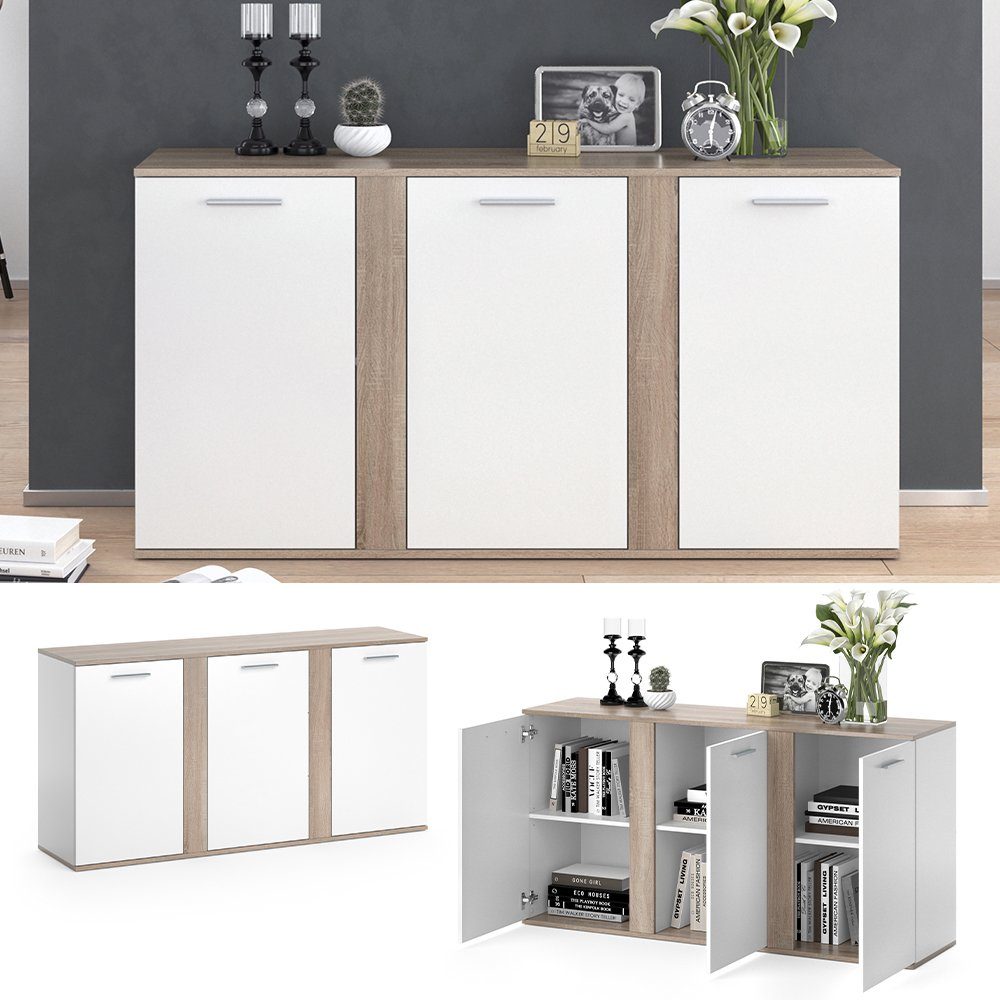 Vicco Highboard Novelli, Weiß/Sonoma, 155 x günstig online kaufen