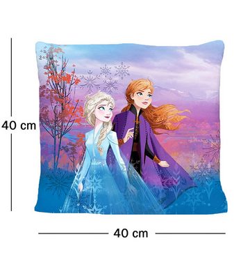 JACK Dekokissen 40x40cm Frozen inkl. Füllung Disney, Die Eiskönigin, Anna, Elsa & Olaf kuschelig weiche Qualität