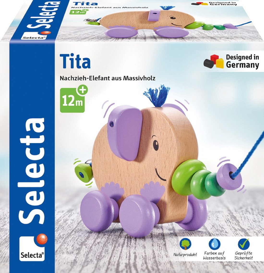 Selecta Spiel, Selecta Kleinkindwelt Nachziehspielzeug aus Holz Tita 62101
