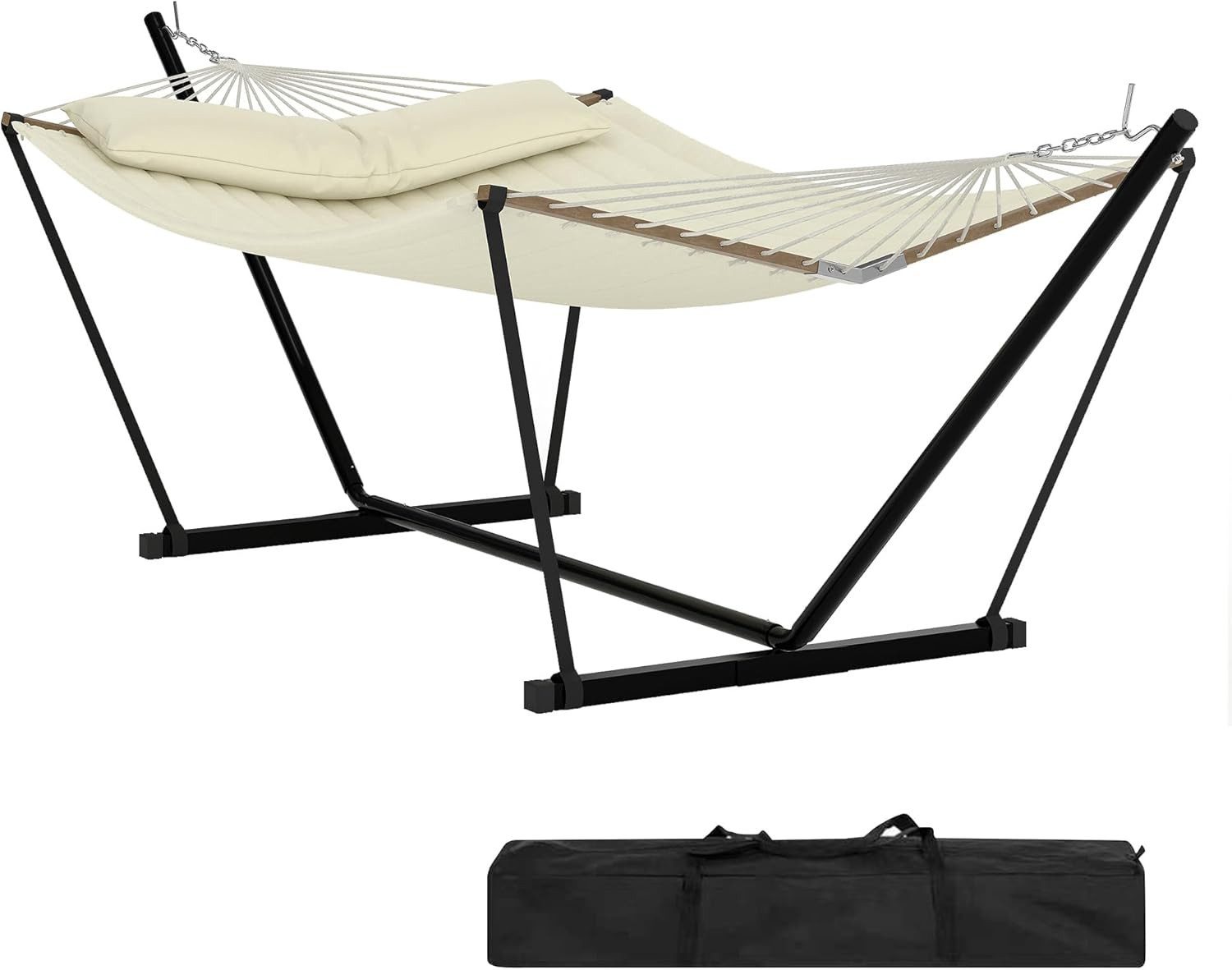 GarveeMore Hängematte für 2 Personen mit Gestell,robuste,mit Balancierseil, Doppelhängematte mit Balancierseil,204kg Tragkraft,für Terrasse,Garten