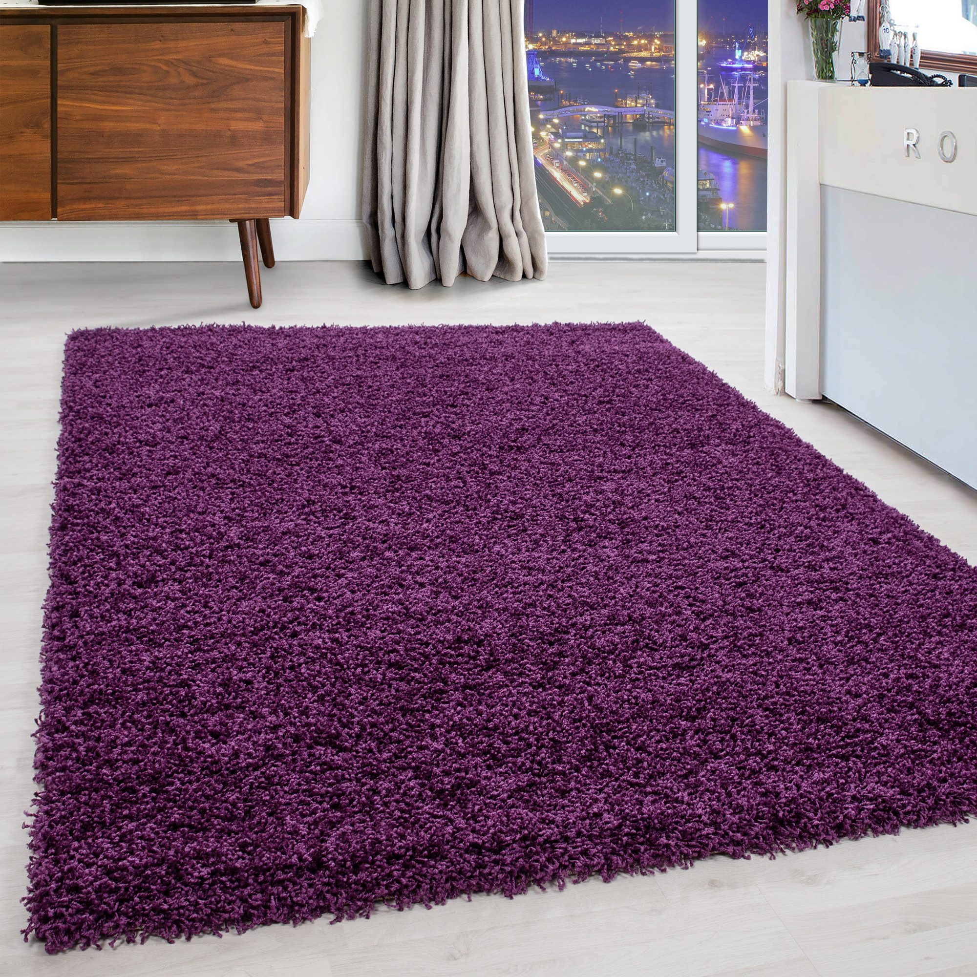 Carpettex Hochflor-Teppich Unicolor - Einfarbig, Läufer, Höhe: 50 mm, Teppi günstig online kaufen