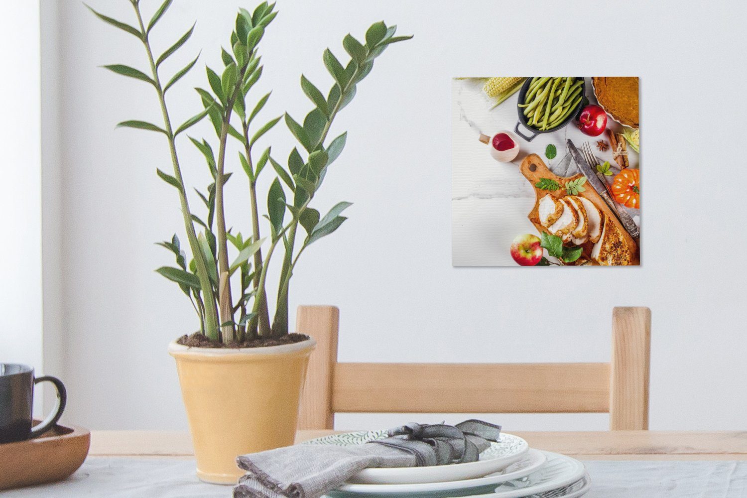 Kräuter, - - Bilder - Leinwandbild Küche Wohnzimmer Gemüse Fleisch St), Schlafzimmer (1 für OneMillionCanvasses® Leinwand