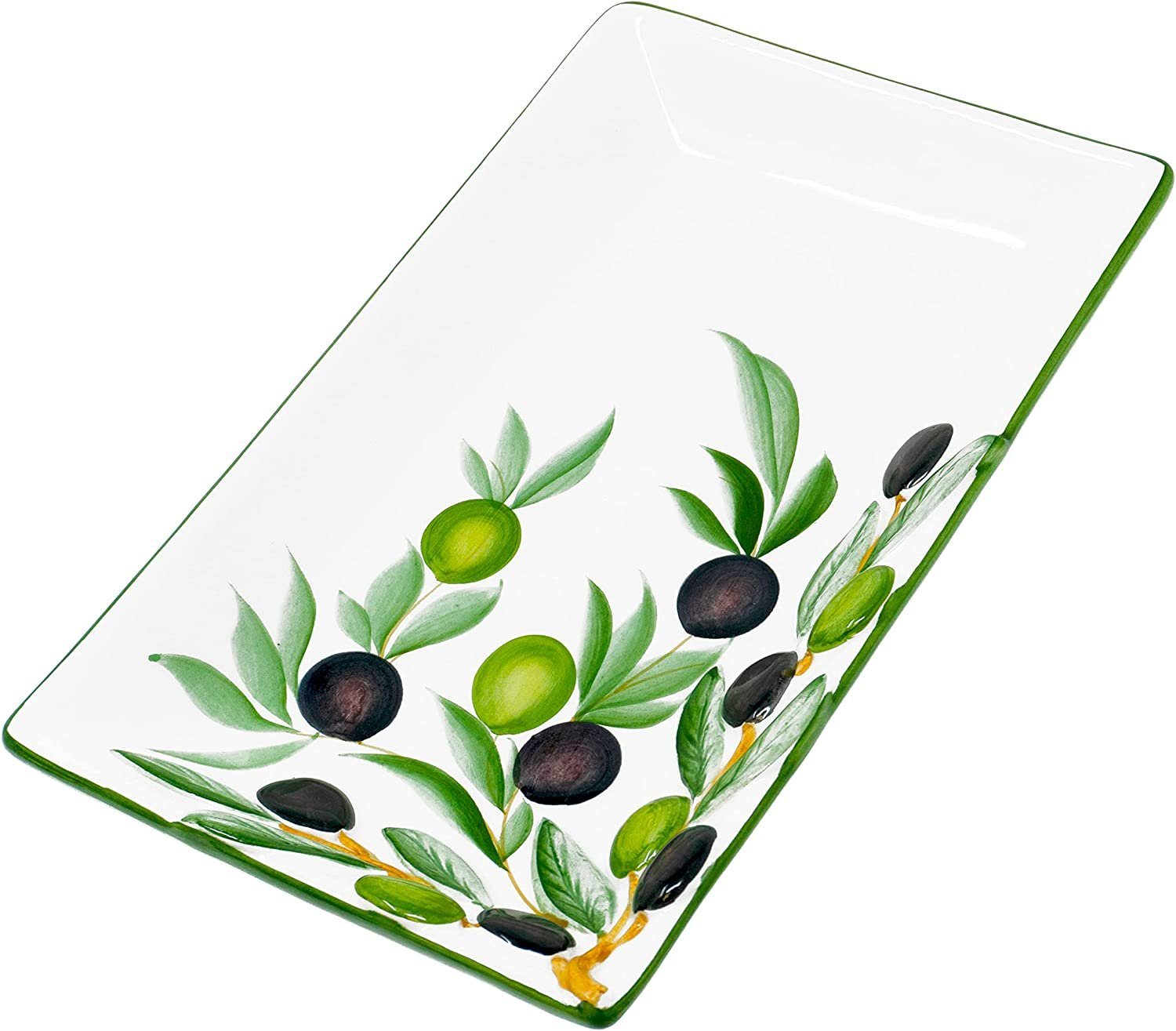 Keramik, Servieren (1-tlg., Lashuma cm), Servierteller Olive, 26x16 Partyplatte weiß zum Mediterrane Olive