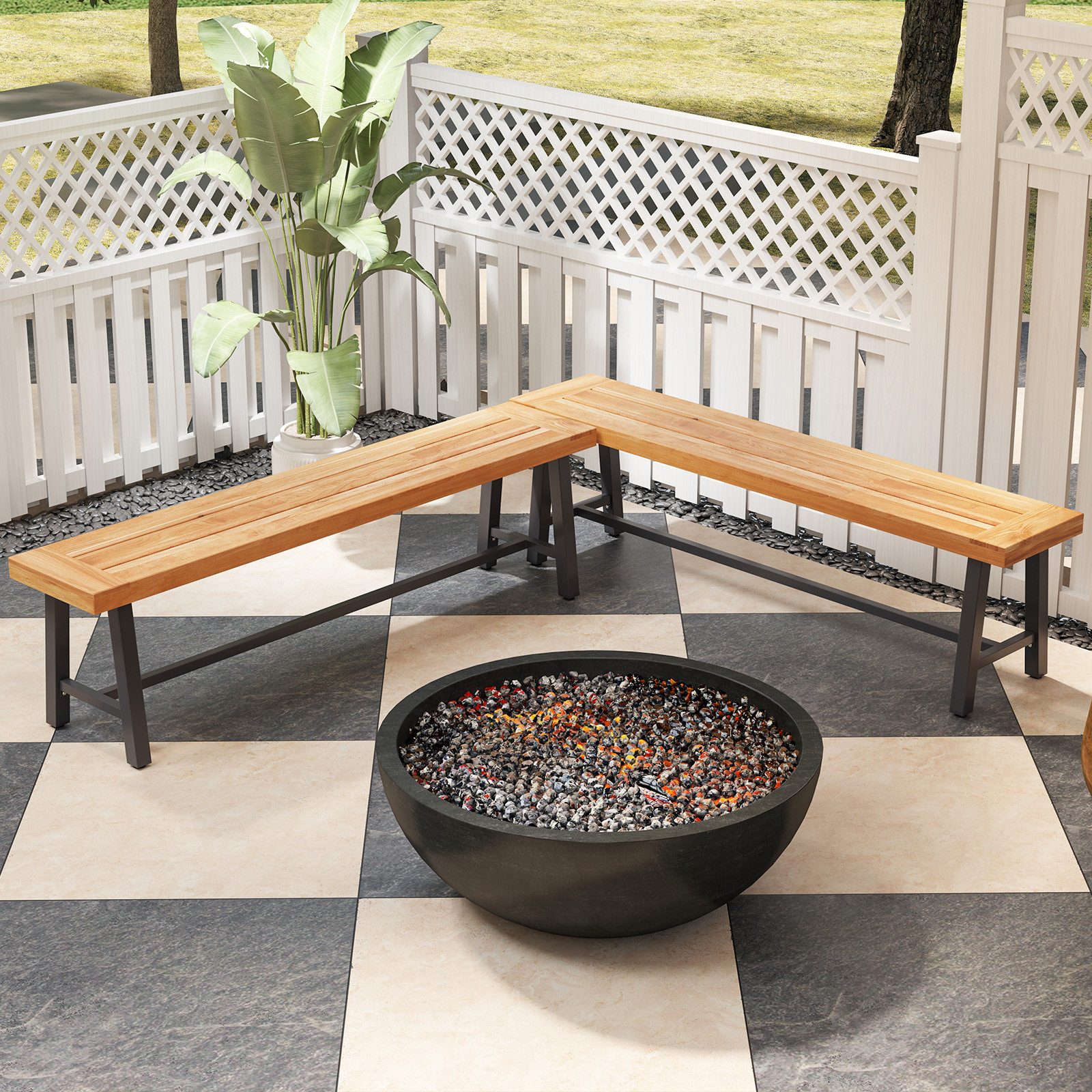 COSTWAY Gartenbank (2-St), wetterfest, Holz & günstig online kaufen