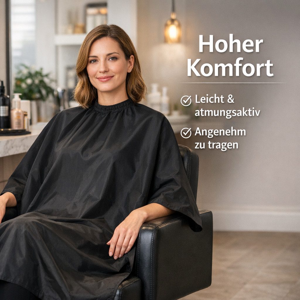 IC collection Umhängeschürze Friseurumhang mit Hakenverschluss 126 cm x 146 cm - Haarschneideumhang, (2er Spar-Set, 2-tlg., Frisierumhang Set), Kragen ist stufenlos verstellbar - Kittel mit Handschlitzen