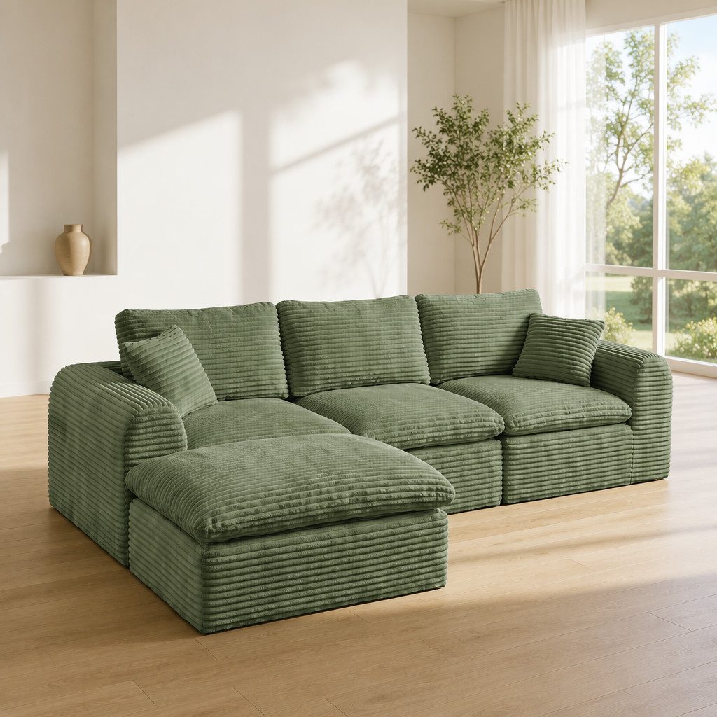 MIBODE Ecksofa Modulares Sofa 3-in-1 L-Form Schlafsofa ohne Montage