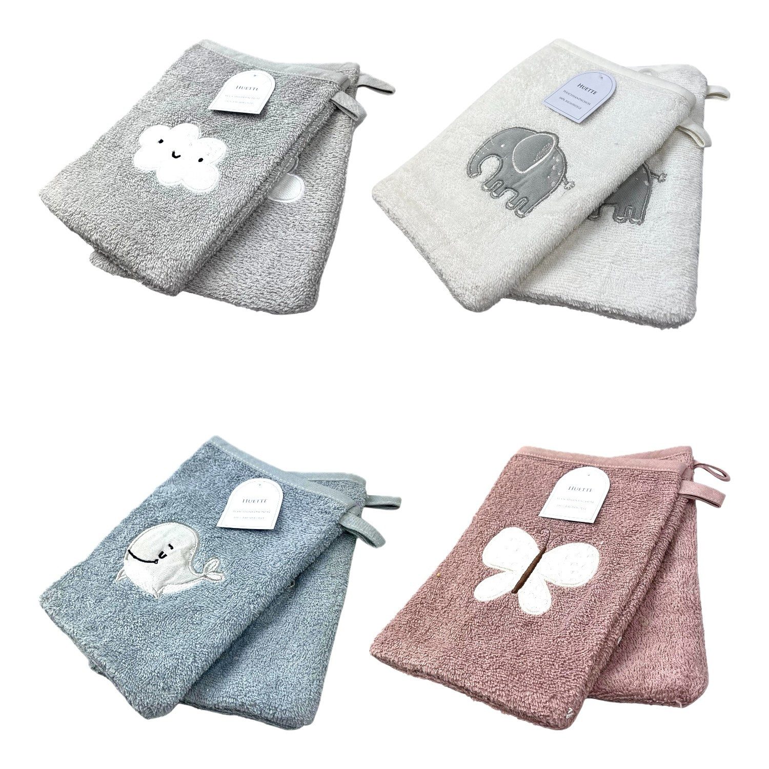 VewoTex Waschhandschuh 2er Pack Baby Waschhandschuhe » Set 2 Kinder Waschlappen Frottee, Baumwolle (Set, 2-St), 21 x 15 cm reine Baumwolle » Wasch Handschuhe
