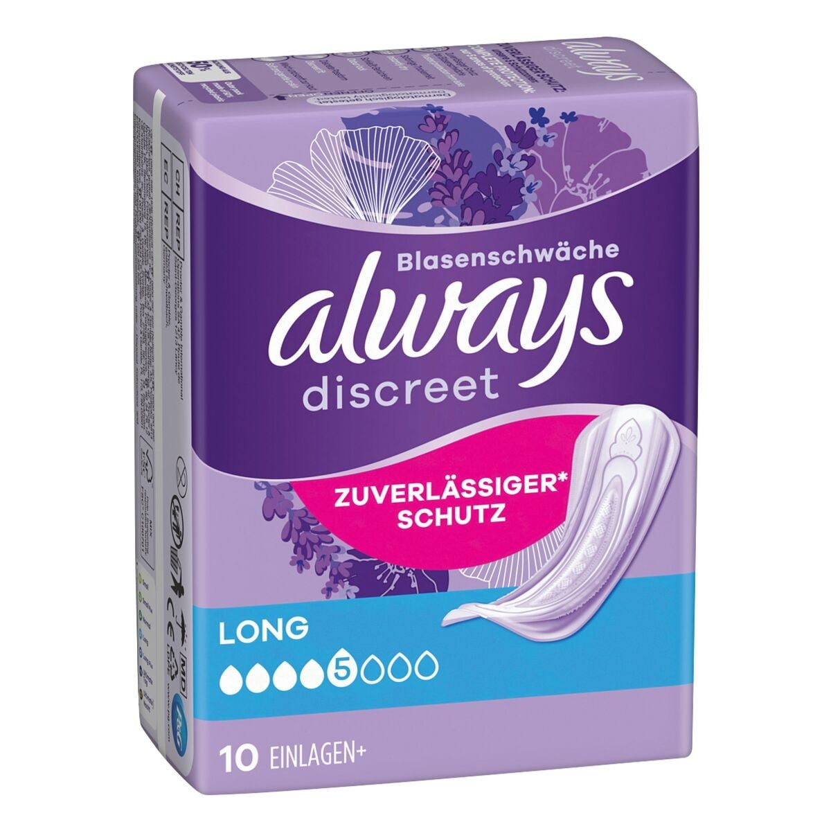 always Inkontinenz-Einlage Discreet + Long, 5, 10-St., Saugstärke 5 - stärkere Blasenschwäche