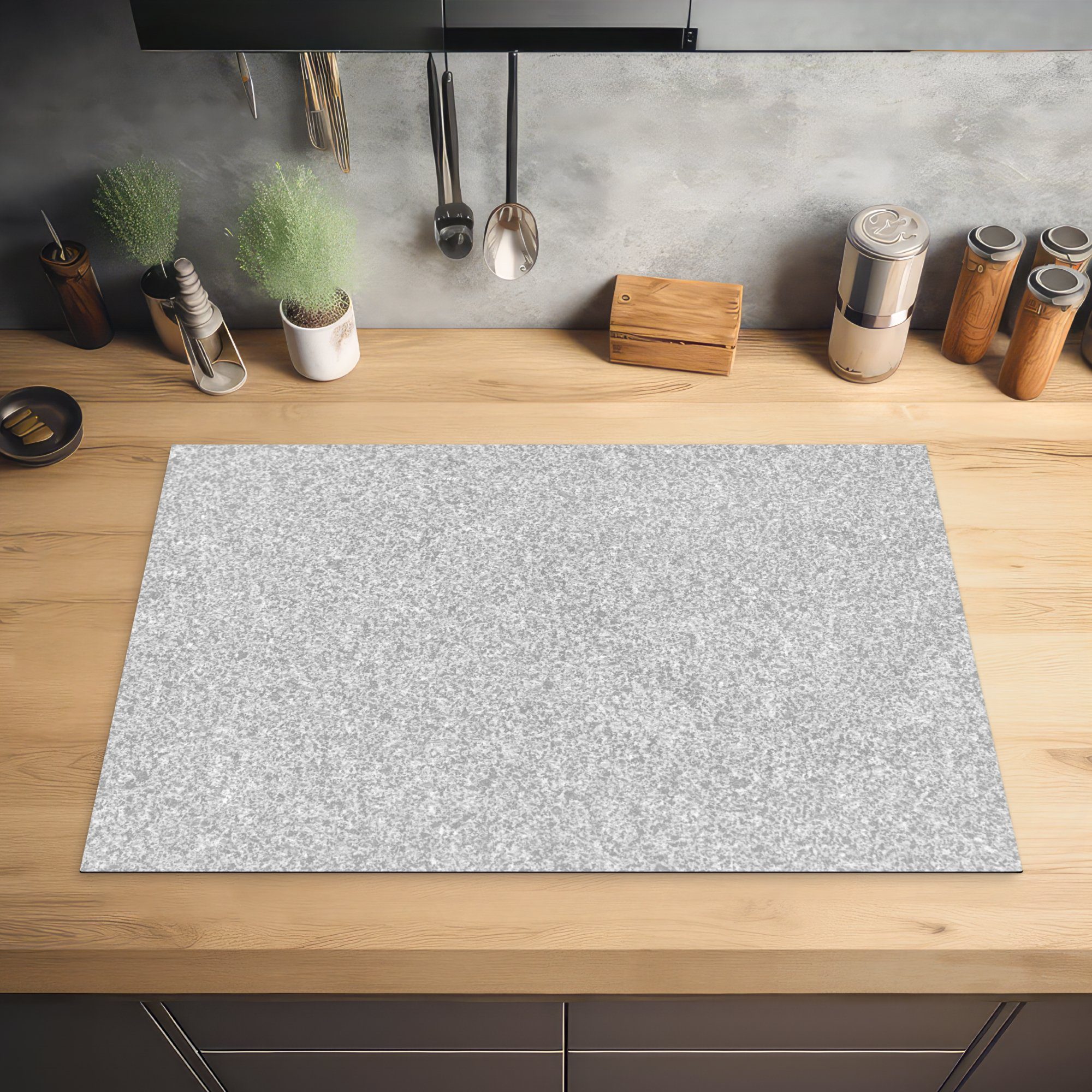 Granit küche, (1 für tlg), - Grau - Induktionskochfeld cm, 81x52 Ceranfeldabdeckung Schutz MuchoWow Struktur - die Herdblende-/Abdeckplatte Design, Vinyl,