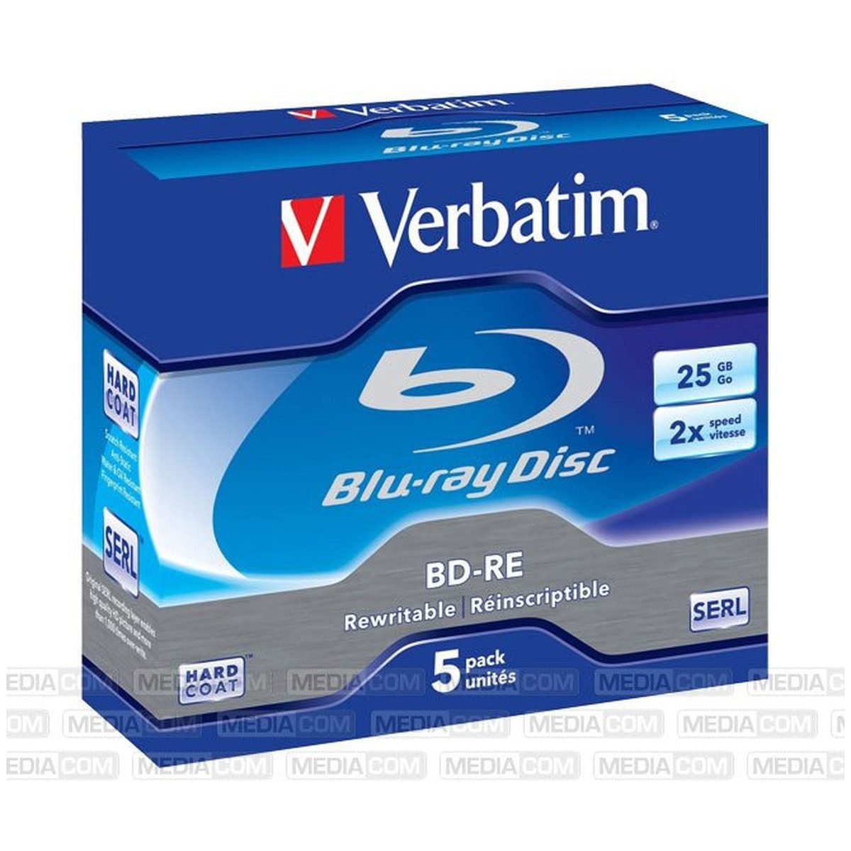 Verbatim Blu-ray-Rohling Verbatim BD-RE 25GB 1-2x Jewelcase 5er White Blue