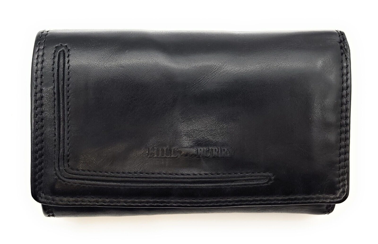Hill Burry Geldbörse echt Leder Damen Portemonnaie mit RFID Schutz, Handschmeichler aus gewaschenem Rindleder, Farbe schwarz