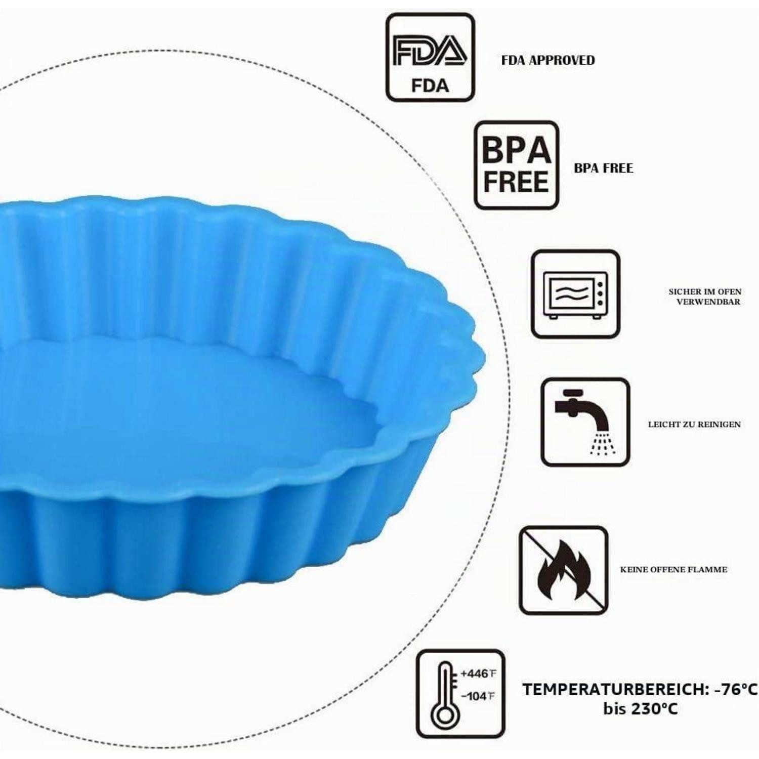 LuxusKollektion Silikonform Silikon Backform Mini Tarte 12er Set Zufallsfarben, (12-tlg)