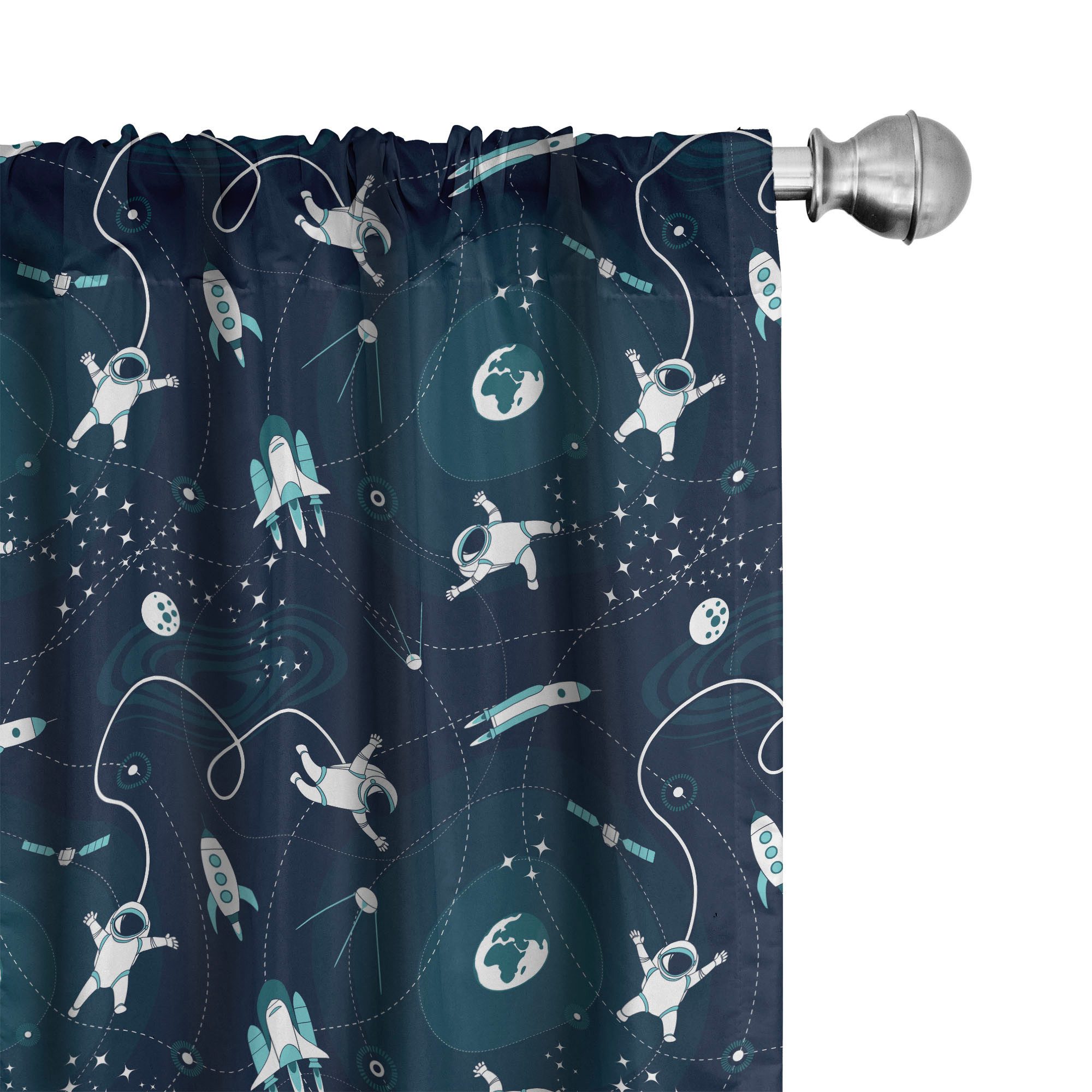 Abakuhaus Gardine Vorhang für Wohnzimmer Schlafzimmer Dekor, Microfaser, Platz Die weltweit Orbit mit Astronauts