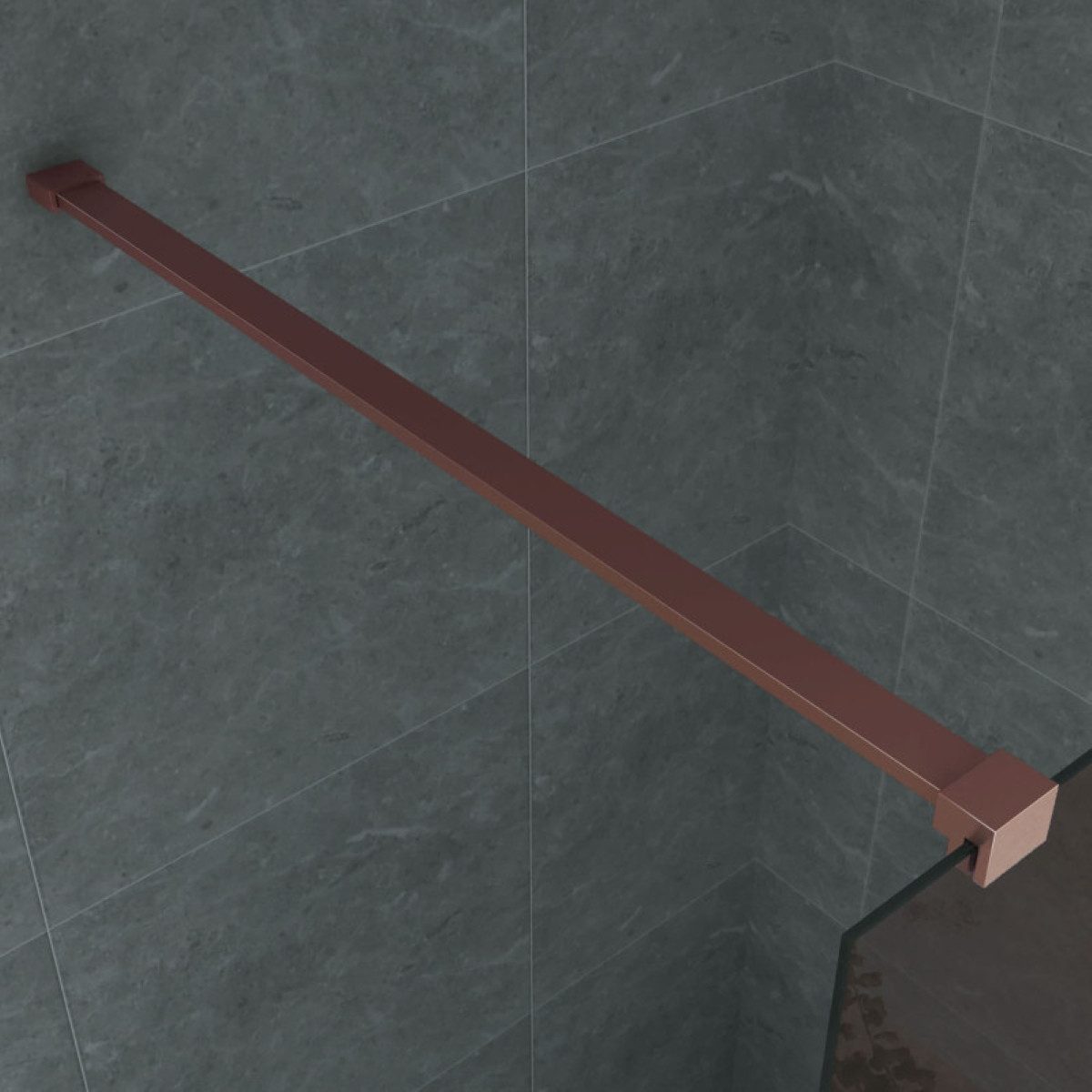 Belvit Walk-in-Dusche Duschabtrennung Duschglas Bronze mit Kupferprofil 8mm, Sicherheitsglas, Anti-Kalk-Versiegelung – Bild 4 von 4