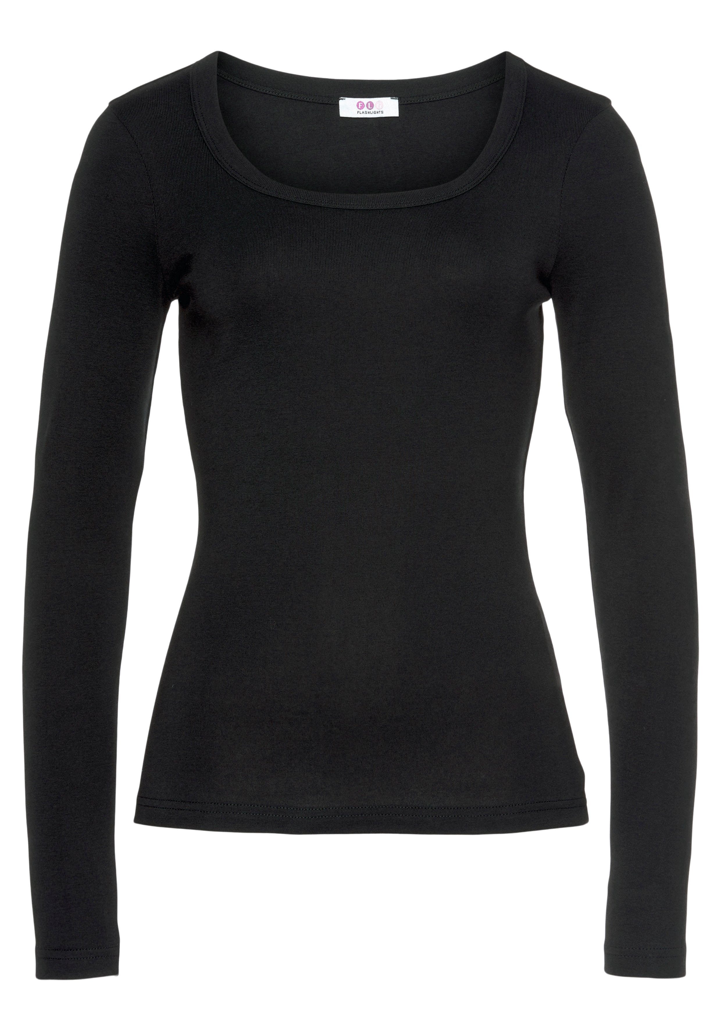 Flashlights Langarmshirt Langarm, figurbetont, unifarben, Rundhalsausschnitt. Reduzierter Preis € 12,99. Unverbindliche Preisempfehlung € 14,99, (€ 12,99 pro 1 Stk)