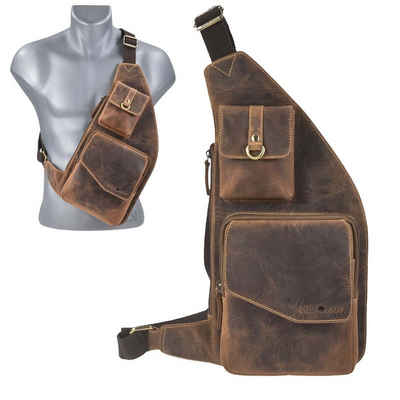 Greenburry Umhängetasche "Vintage" Leder, Crossbag, Eingurtrucksack 21x40cm, antik Look, Crossbody Bag