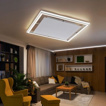etc-shop LED Deckenleuchte, LED-Leuchtmittel fest verbaut, Warmweiß, Neutralweiß, Deckenlampe silber Wohnzimmerleuchte