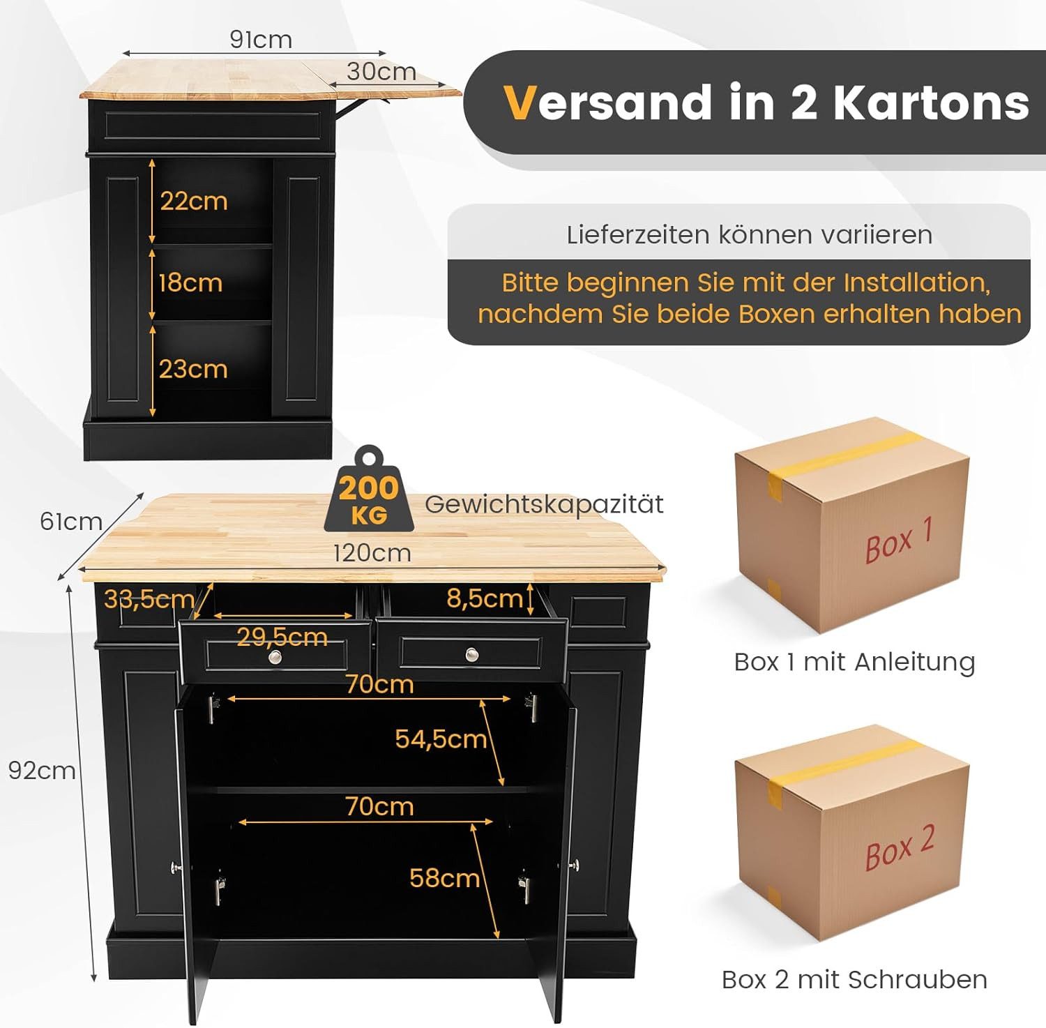 KOMFOTTEU Küchenregal Kücheninsel, multifunktional Küchenschrank, 120 günstig online kaufen