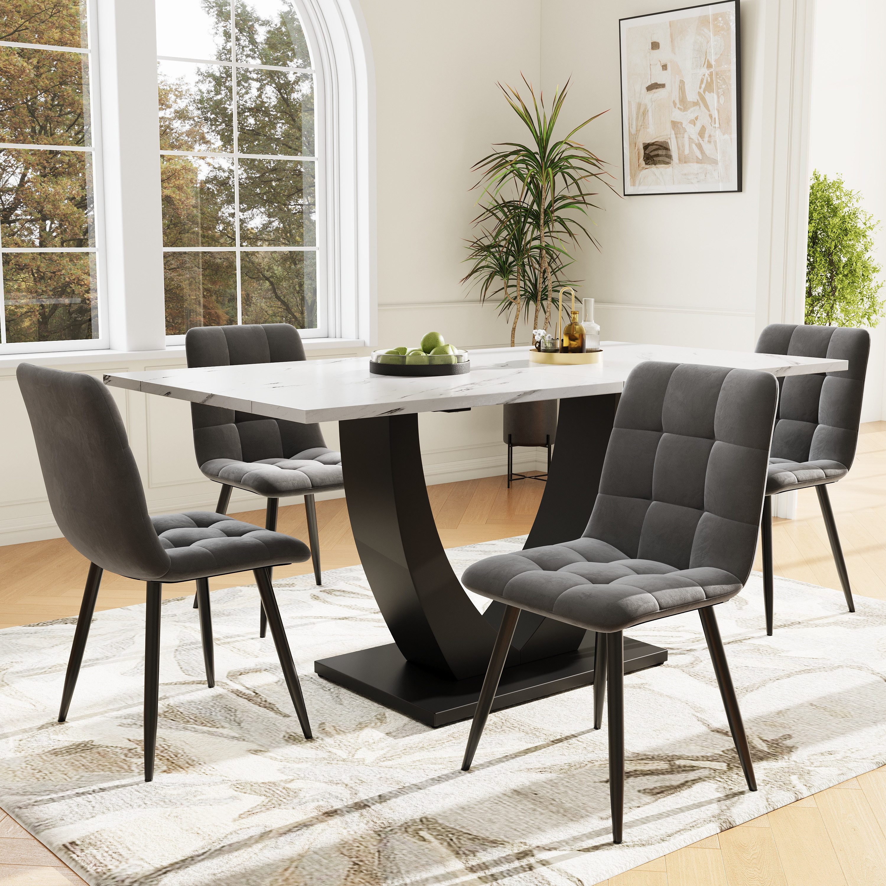 OKWISH Esstisch Langer Tisch,Moderne Esstisch,Esstisch-Set (Stilvolles 5-te günstig online kaufen