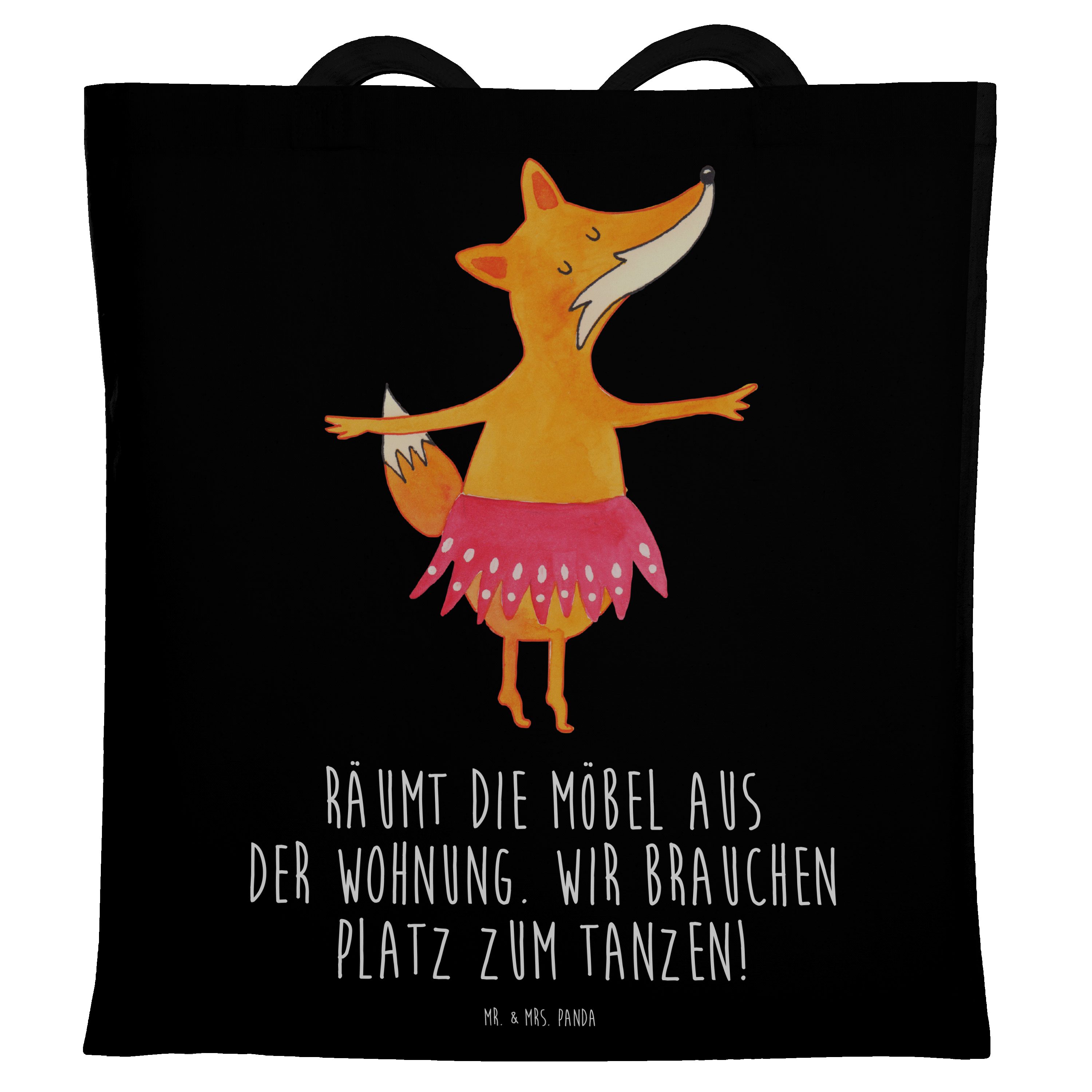 Mr. & Mrs. Panda Tragetasche Fuchs Ballerina - Schwarz - Geschenk, Party, Tanzen, Tänzer, Ballett, (1-tlg), Design-Highlight