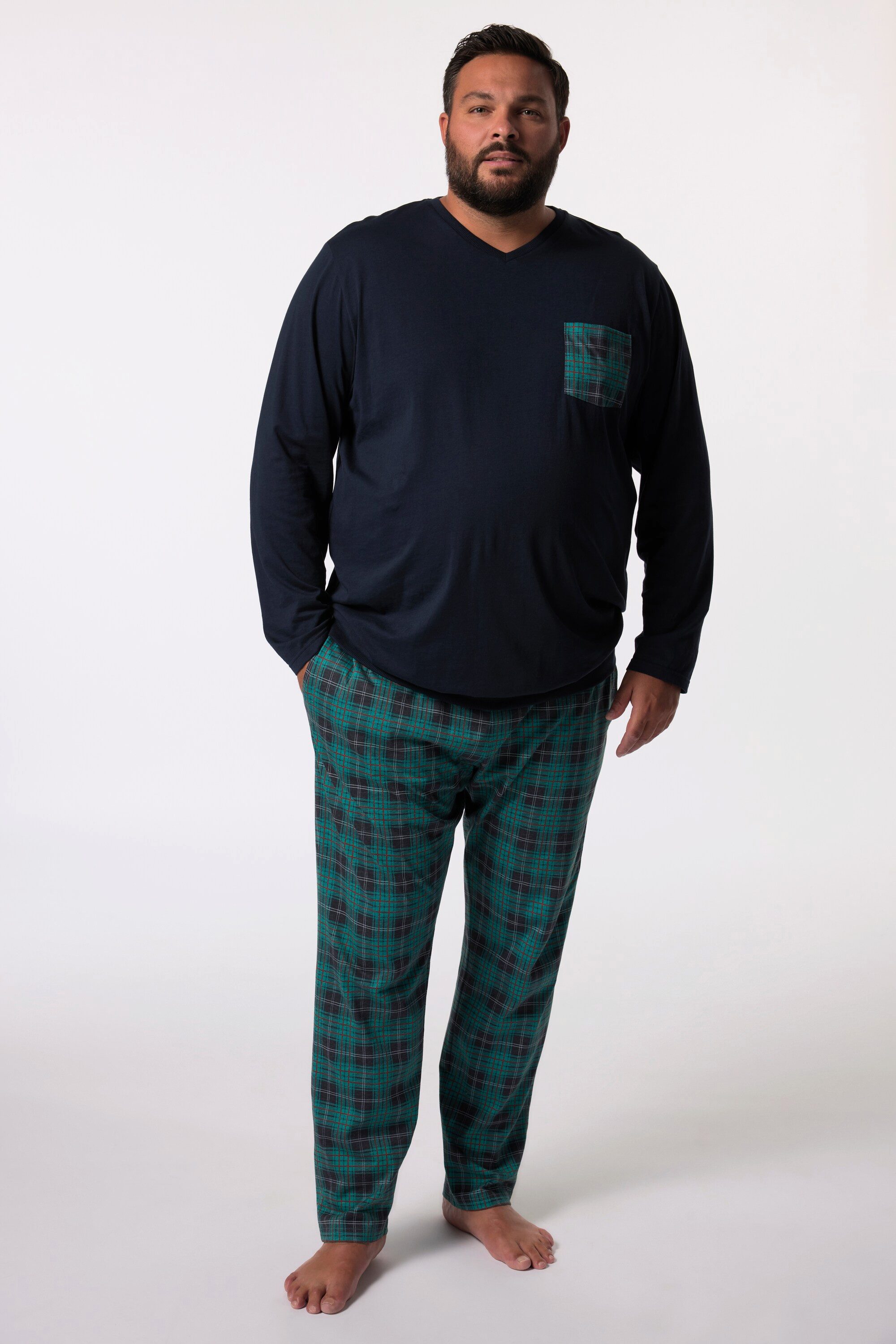 Men Plus Schlafanzug Men+ Schlafanzug Zweiteiler Bauchfit Langarm günstig online kaufen