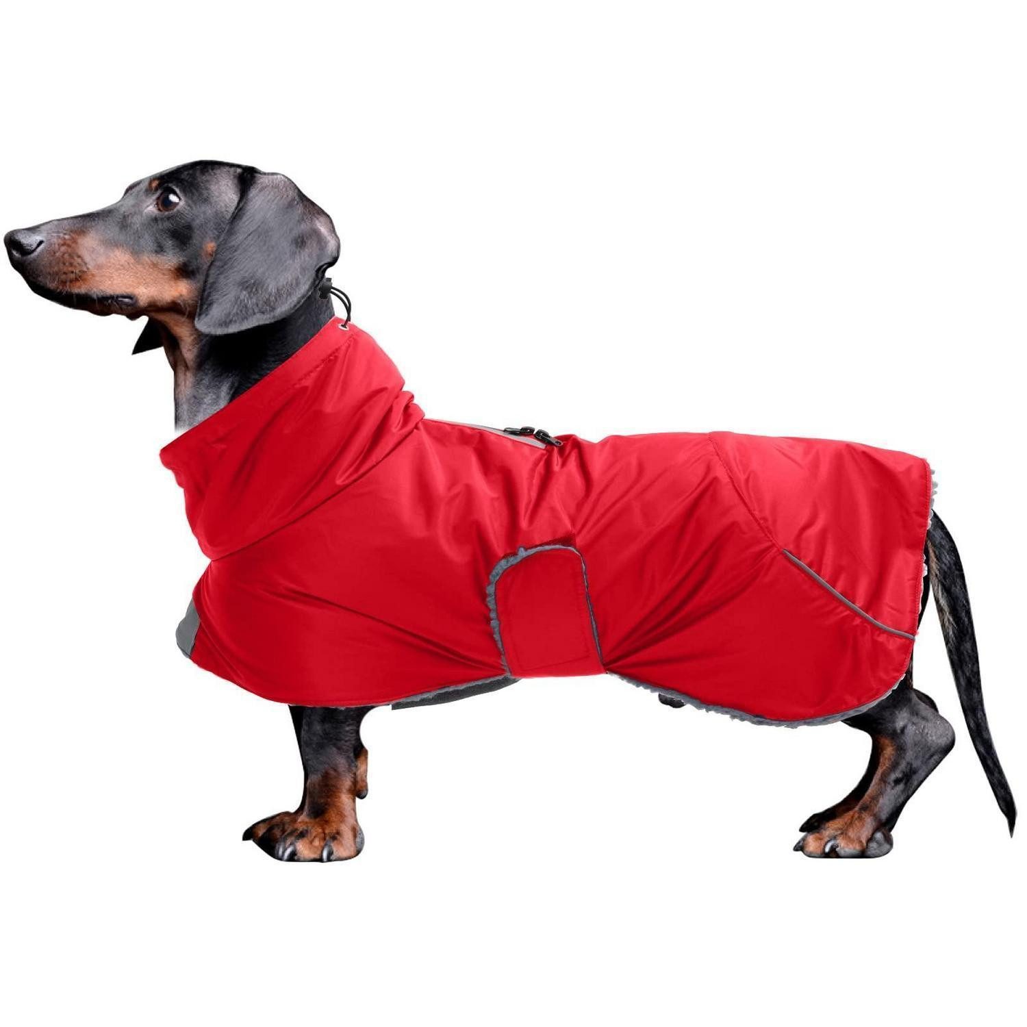 LuxusKollektion Hunderegenmantel Hundemantel Dackel Rot M
