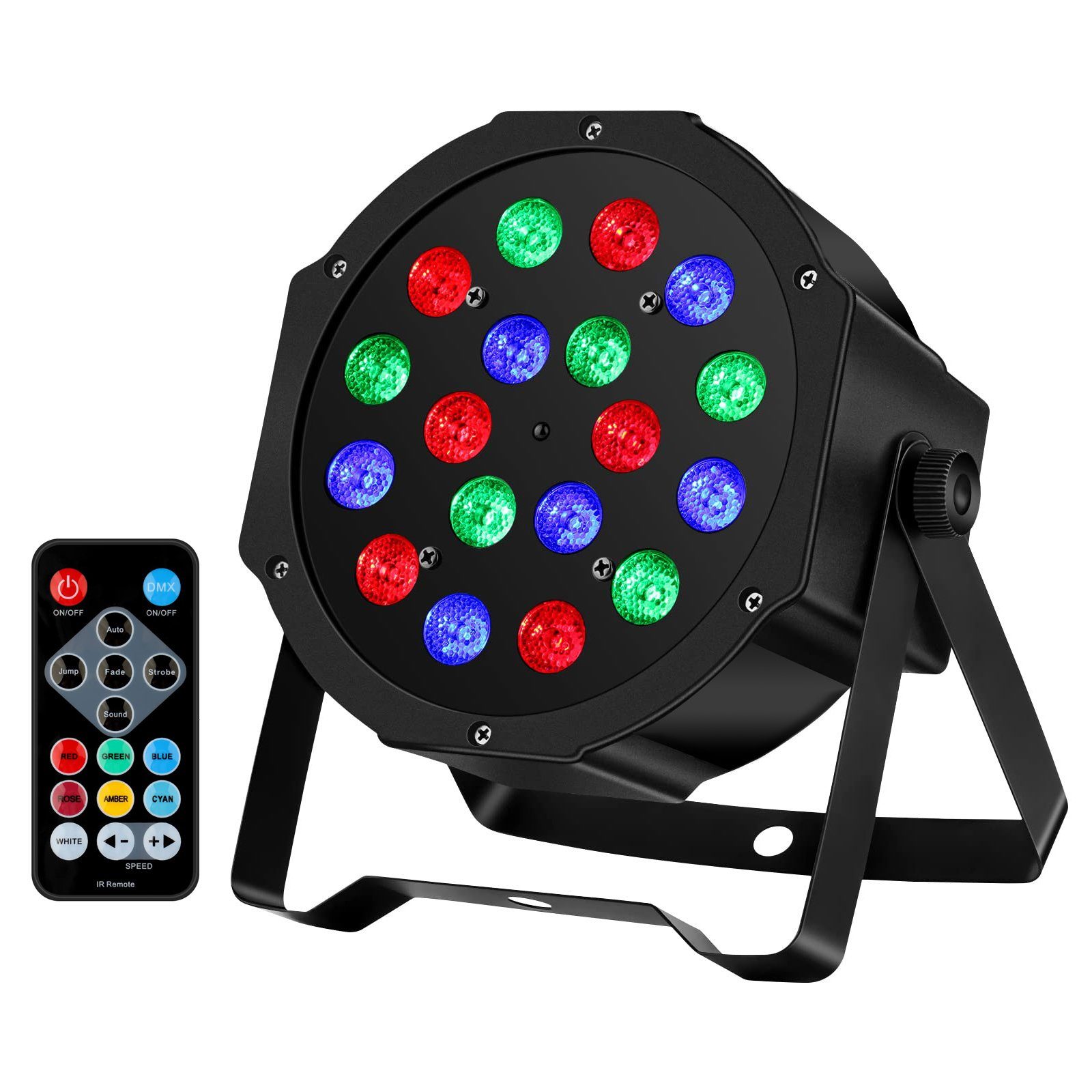 Sunicol LED-Sternenhimmel RGB Bühnenlicht Partylicht mit DMX und Fernbedienung DJ Projektor, 18 LEDs, 7 Lichtmodi Strahler DJ Licht Party Club Beleuchtungen