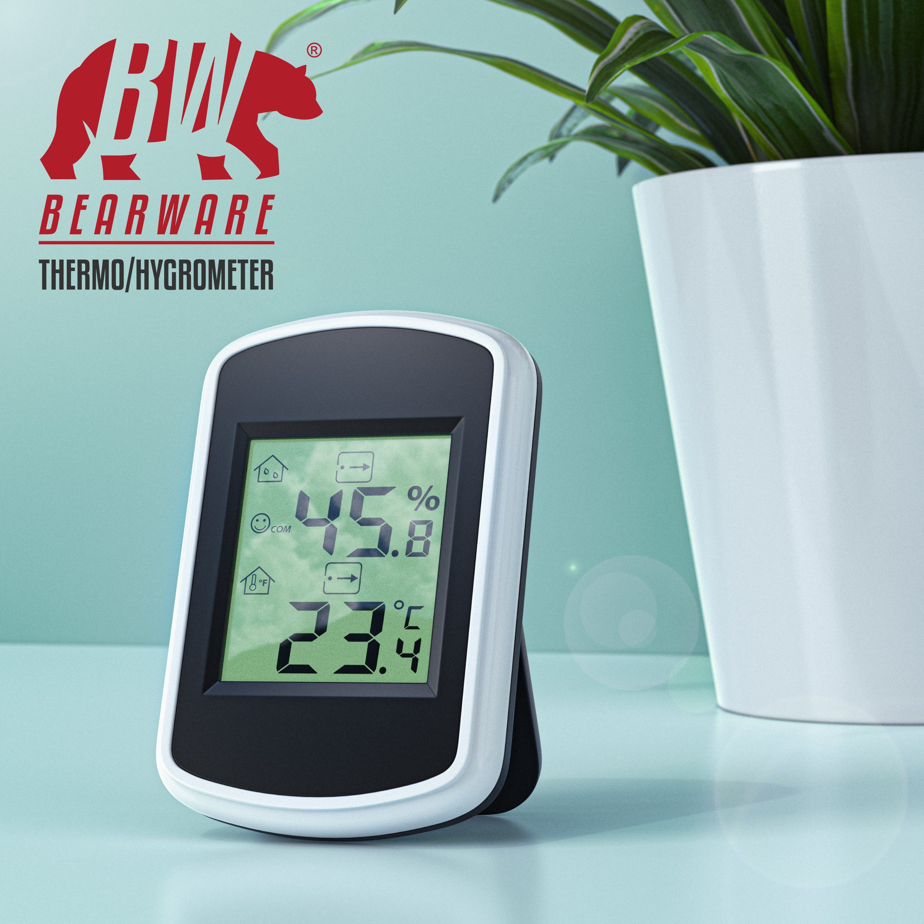 Temperatur (Haltemagneten, Hygrometer, BEARWARE Innenwetterstation Thermometer Messgerät) und Luftfeuchtigkeit