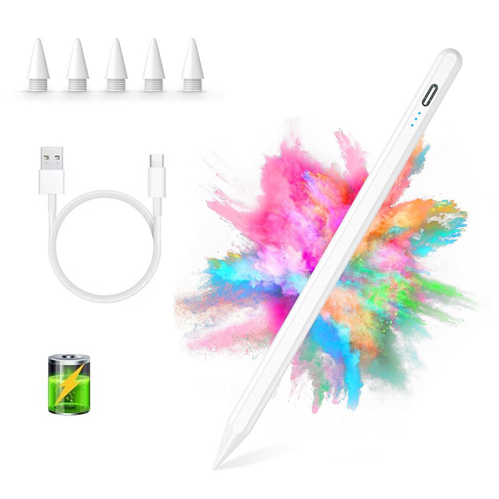TUWENA Eingabestift Stylus Stift für Apple iPad 2018-2025, Stylus Pen, Eingabestifte mit Neigungserkennung & Palm-Ablehnung & Hohe Präzision